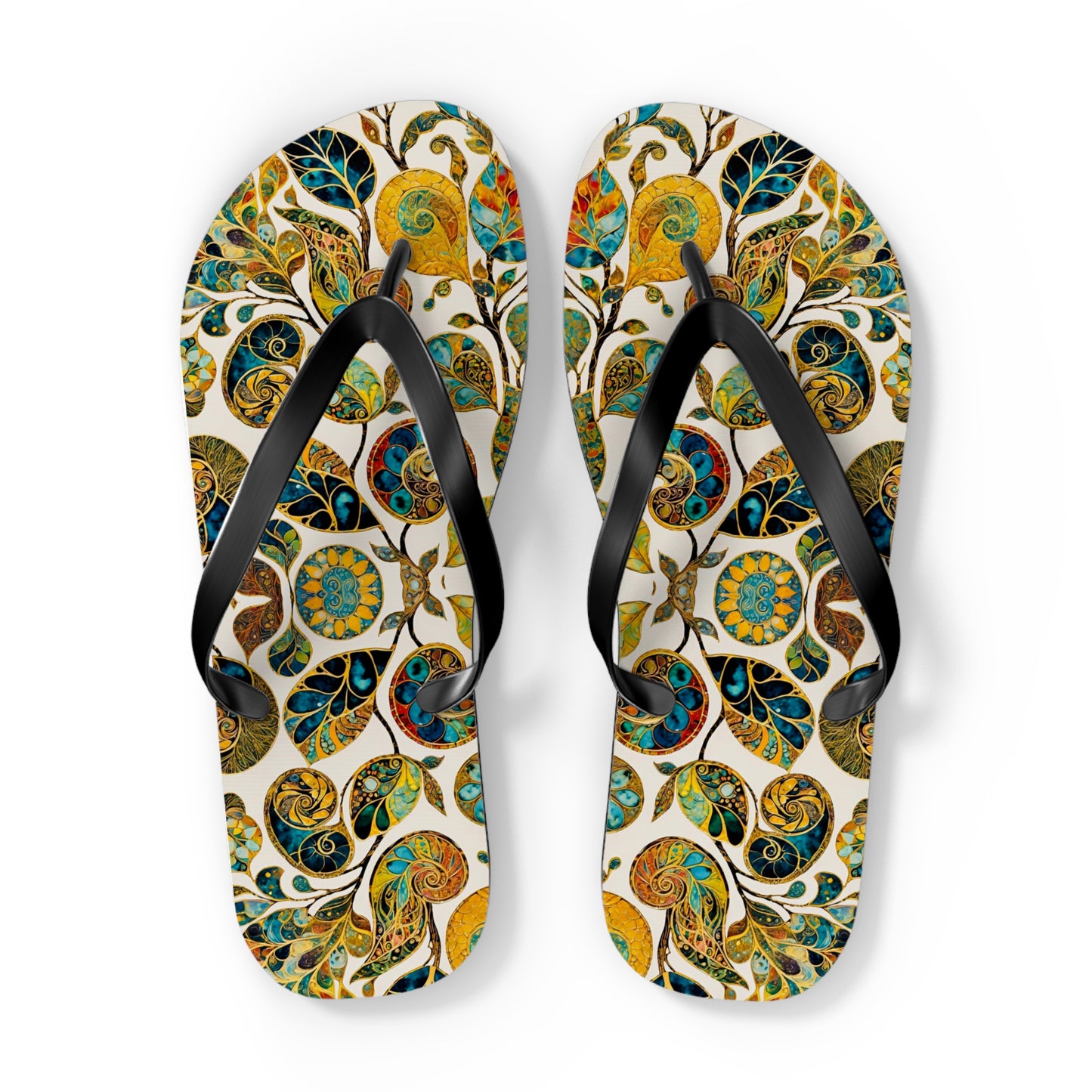 Eclectic Leaf Flip Flops