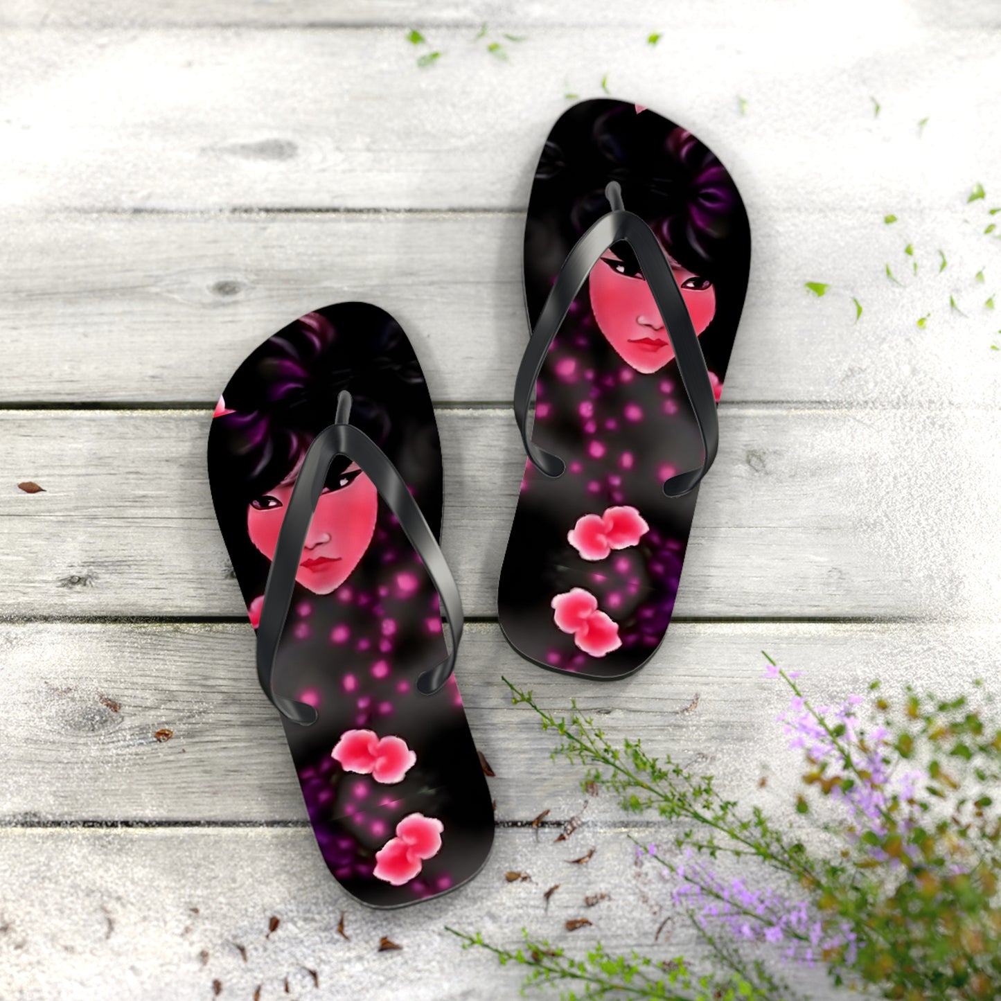 Jade Blossom Flip Flops