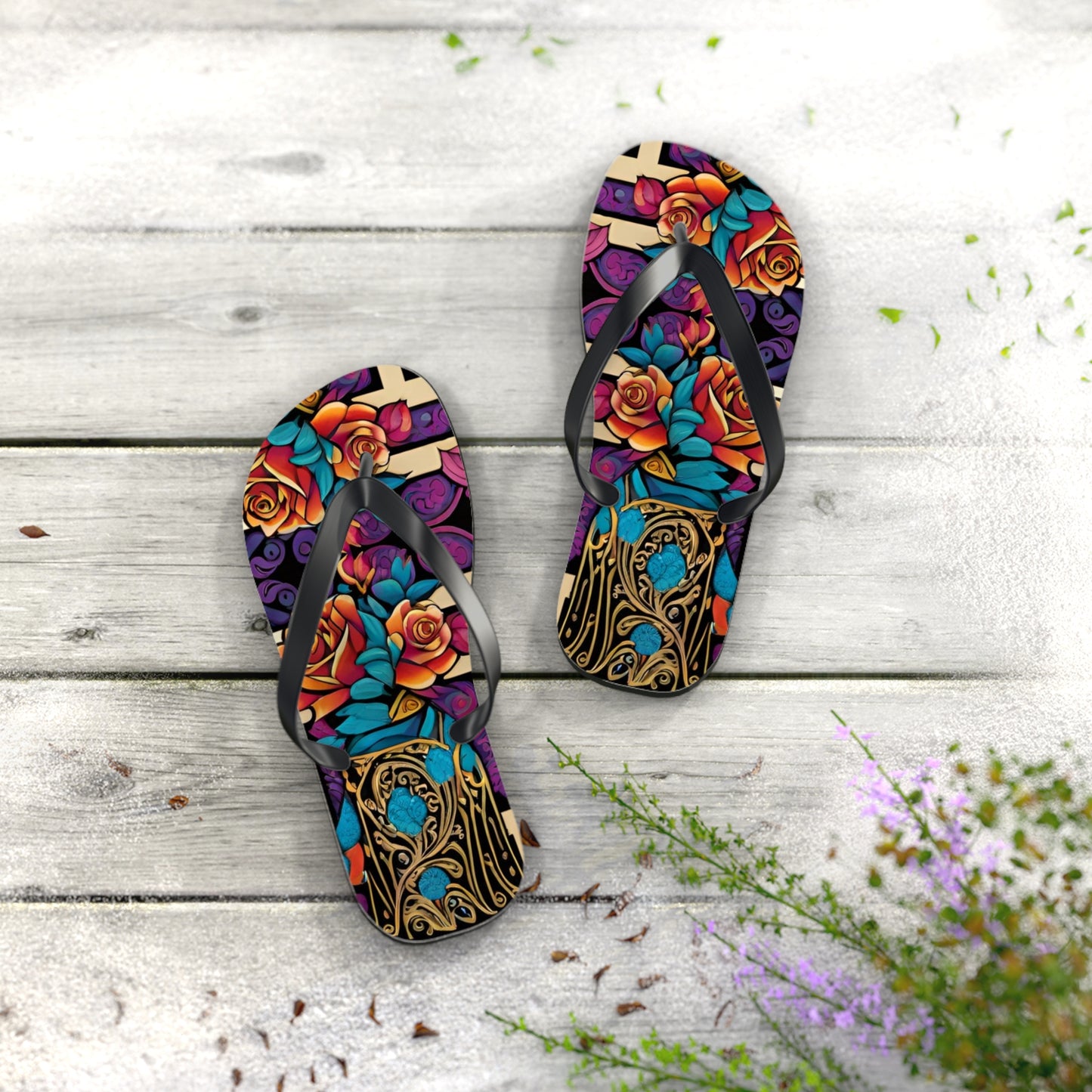 Rose Vine Flip Flops