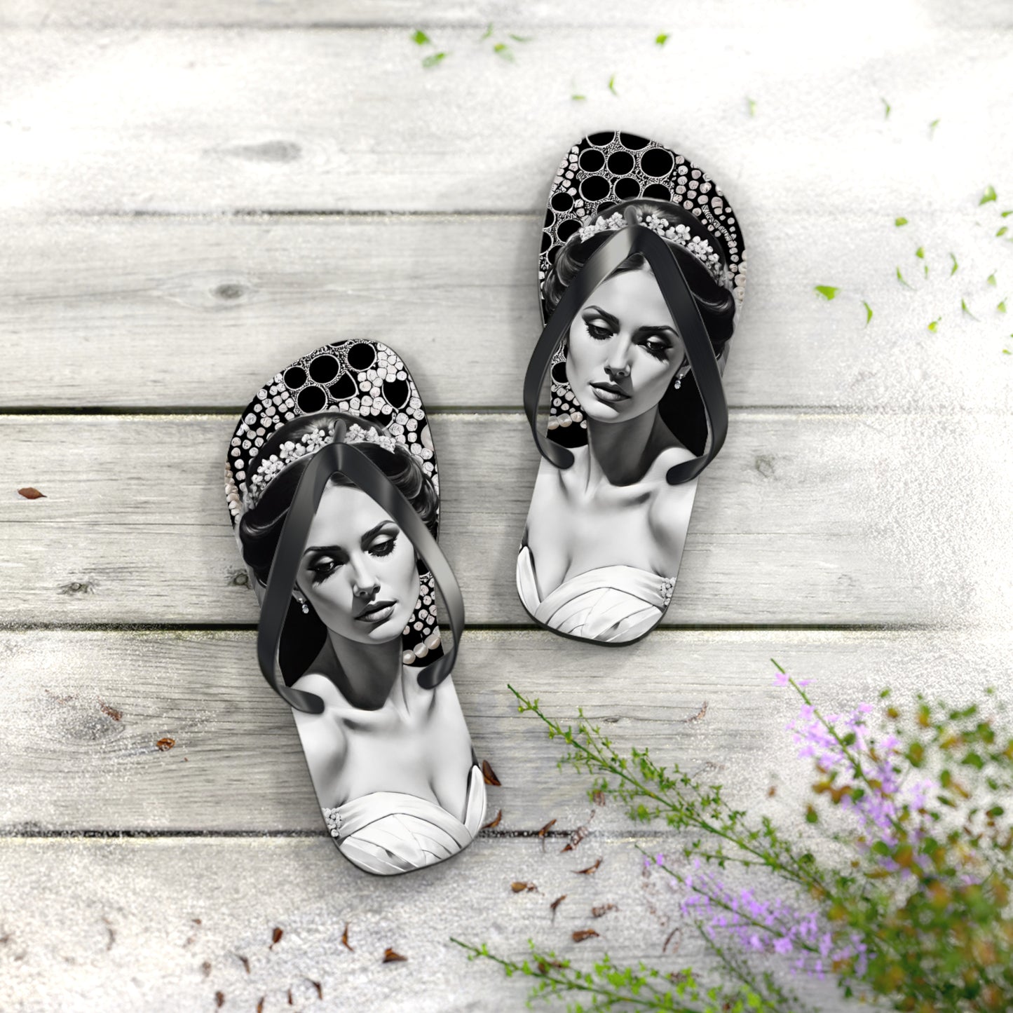 Bride Black Flip Flops
