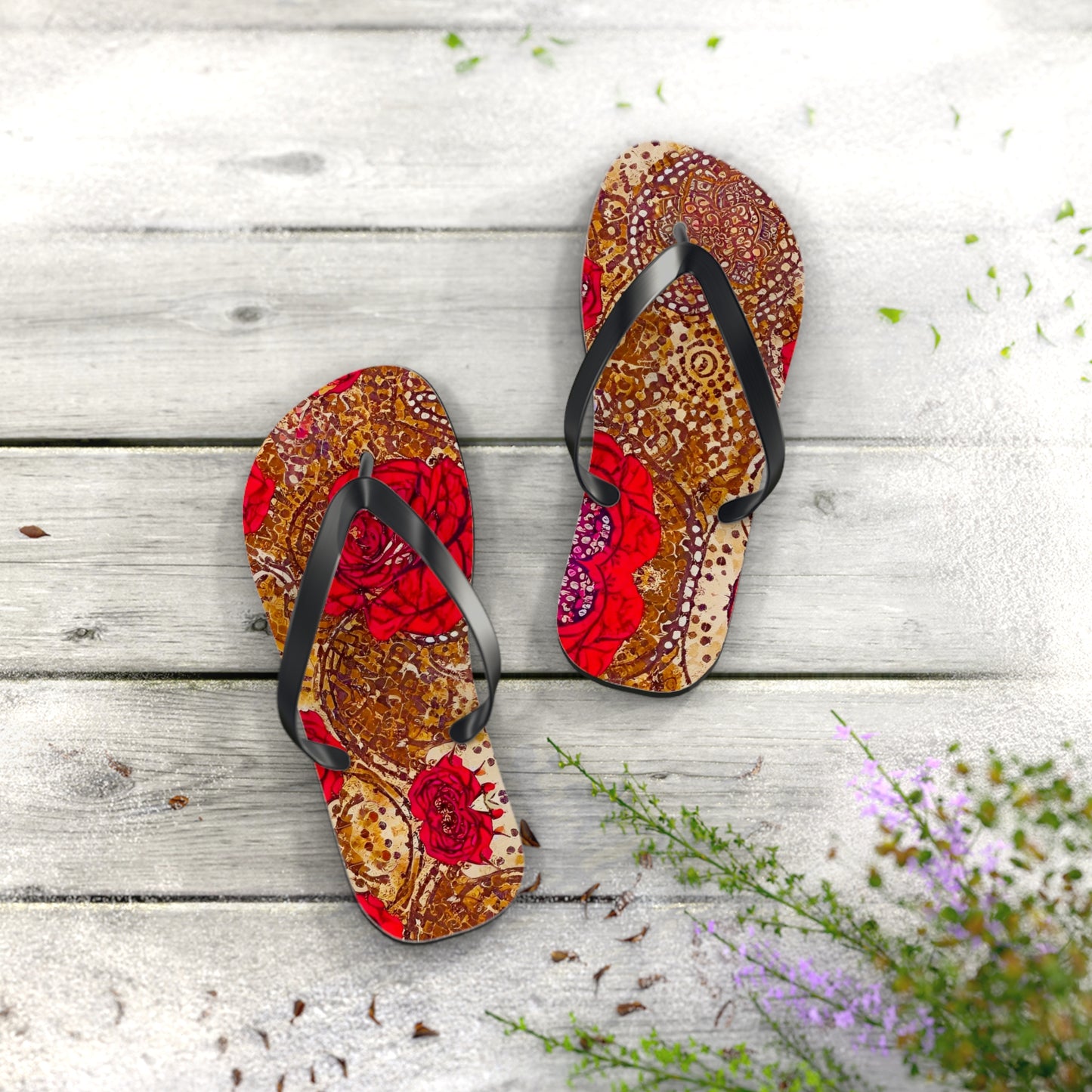 Rustic Rose Flip Flops