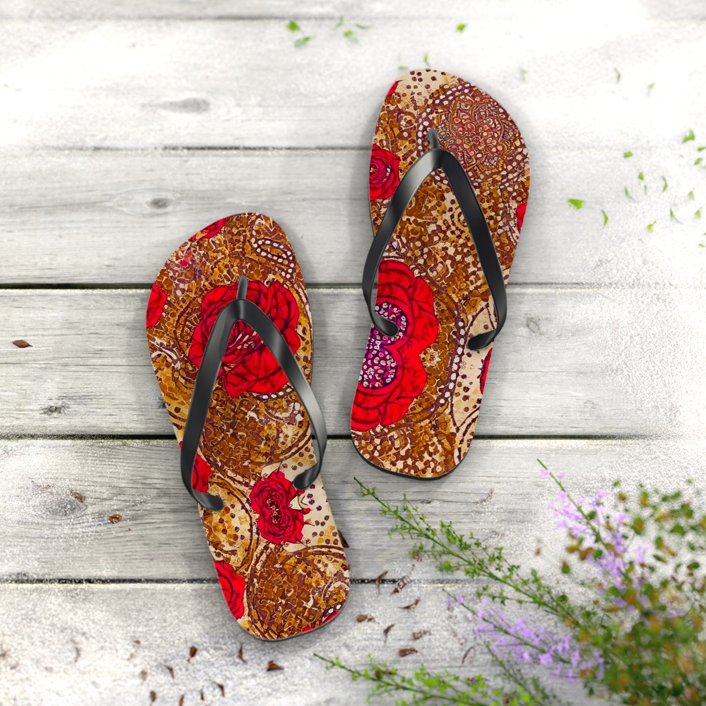 Rustic Rose Flip Flops
