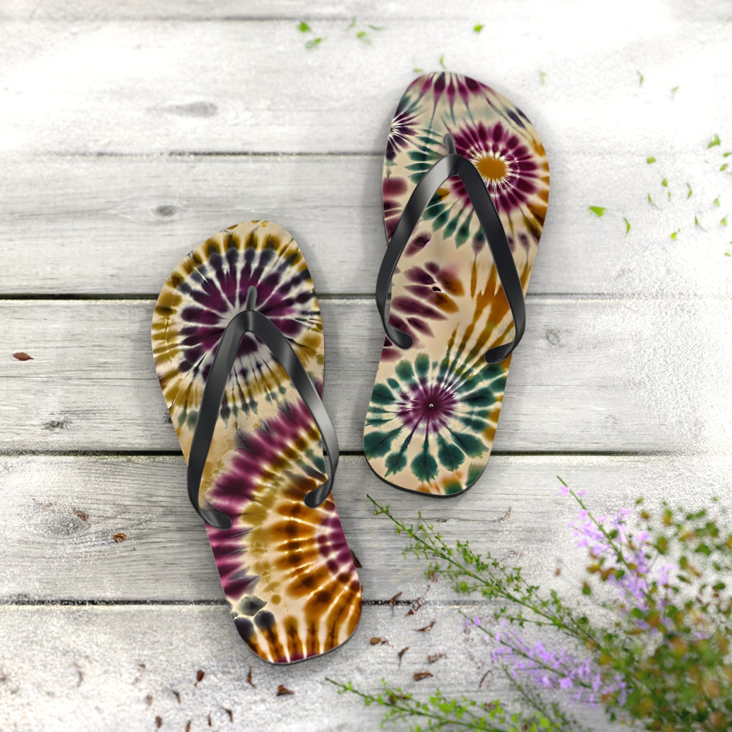 Earth Tie-Dye Flip Flops