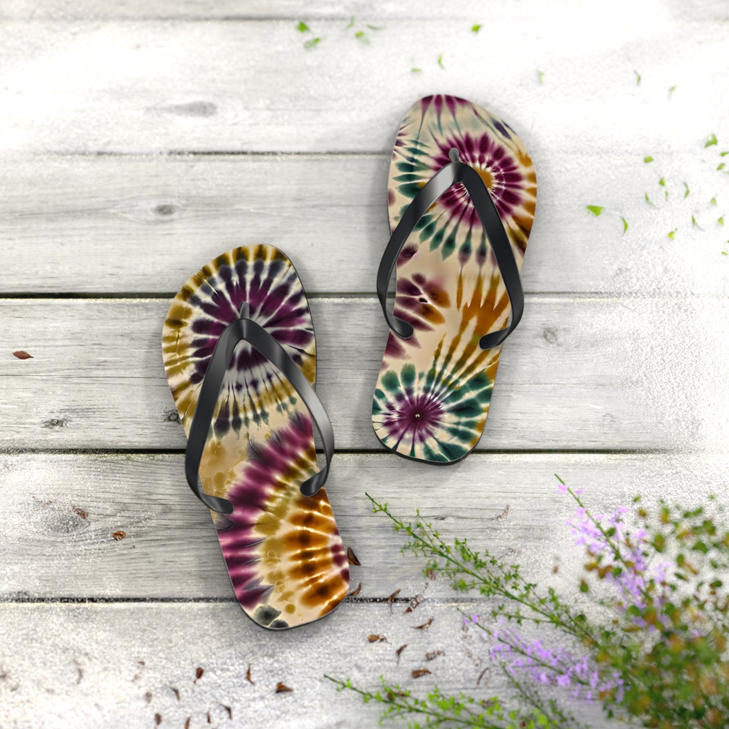 Earth Tie-Dye Flip Flops