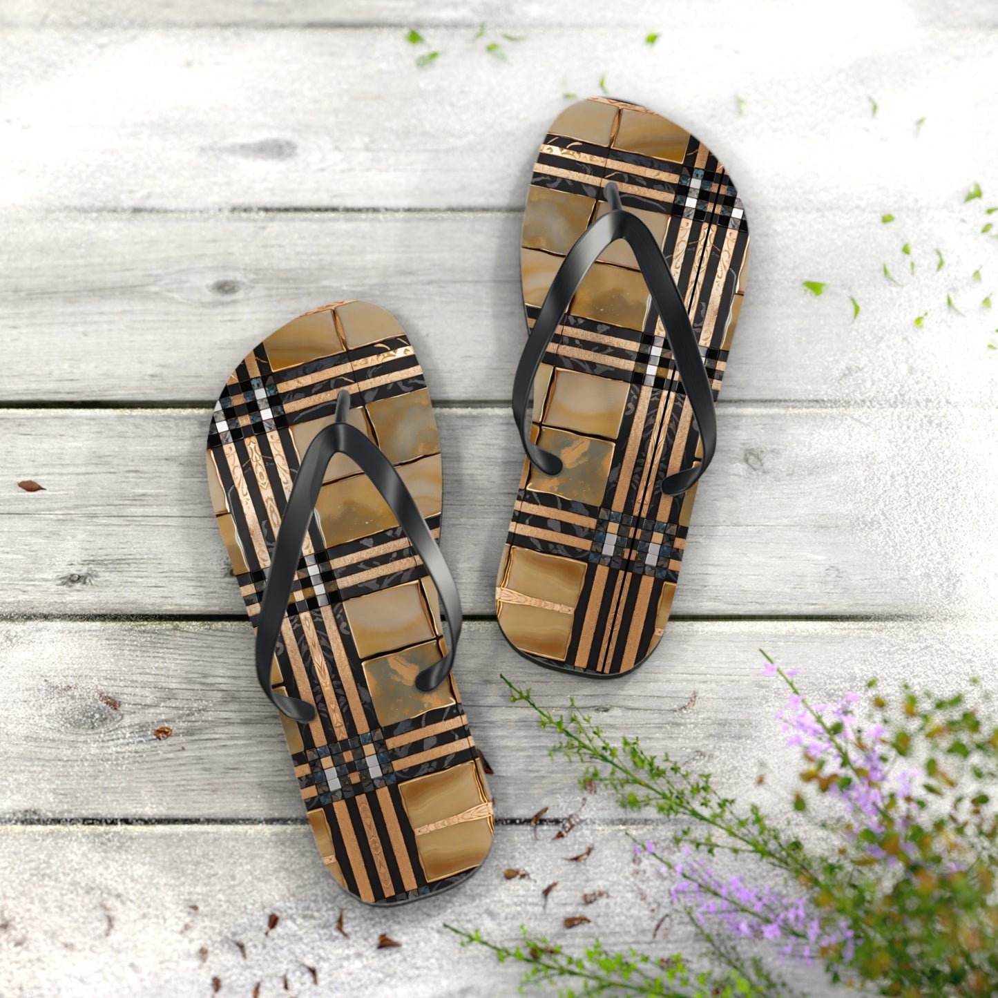 Tile with Stripes Flip Flops