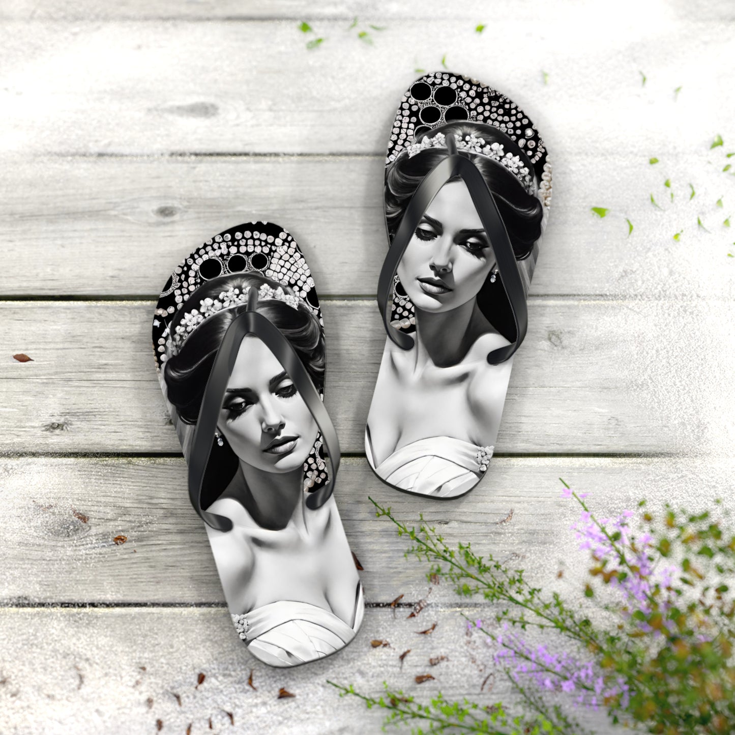 Bride Black Flip Flops