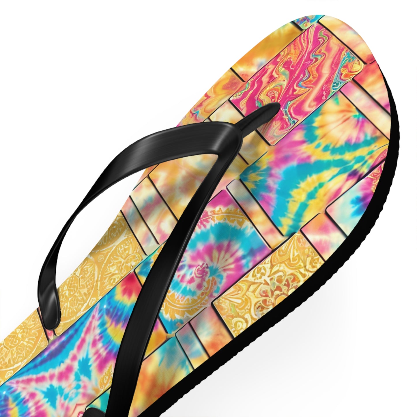Tie Dye Gold Flip Flops