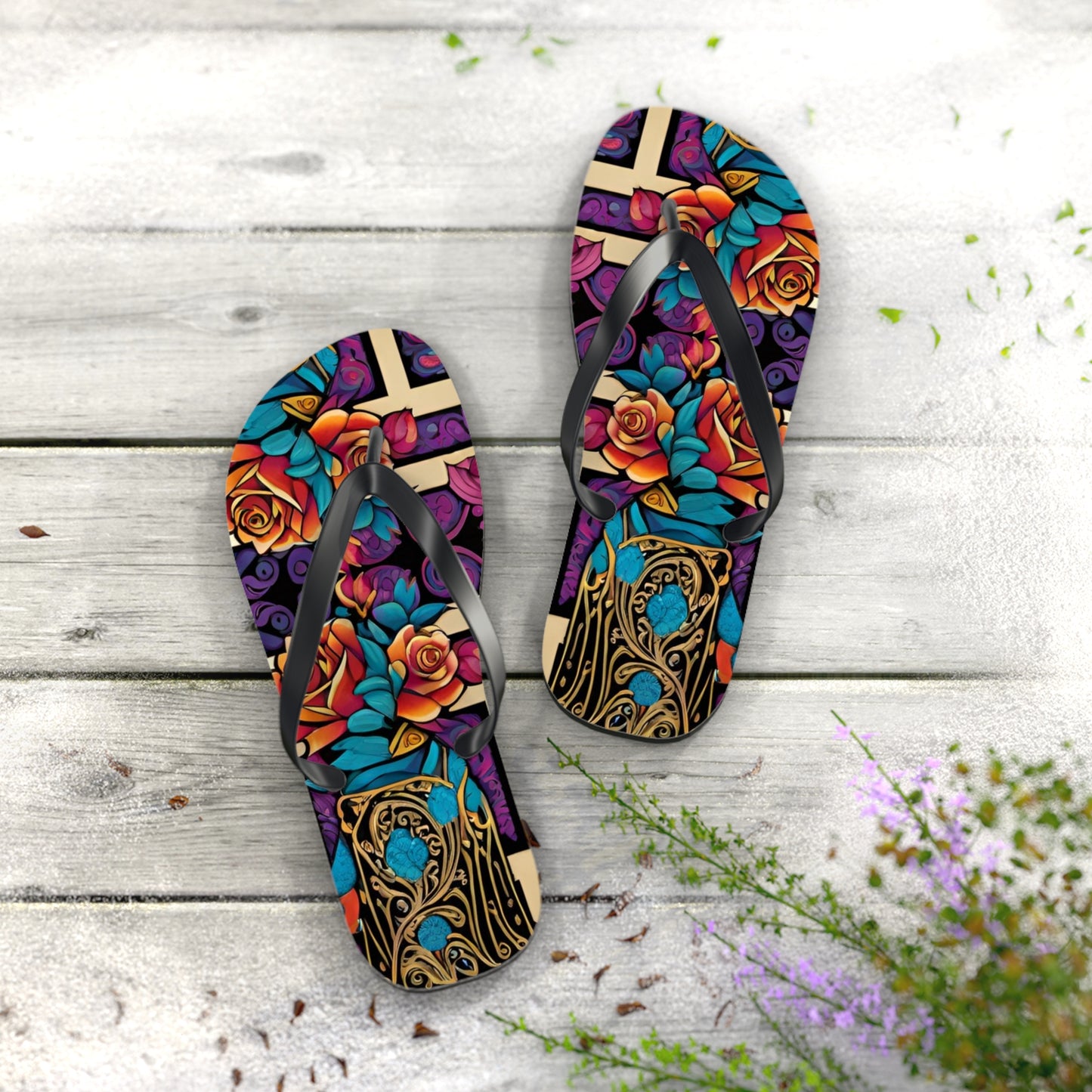 Rose Vine Flip Flops
