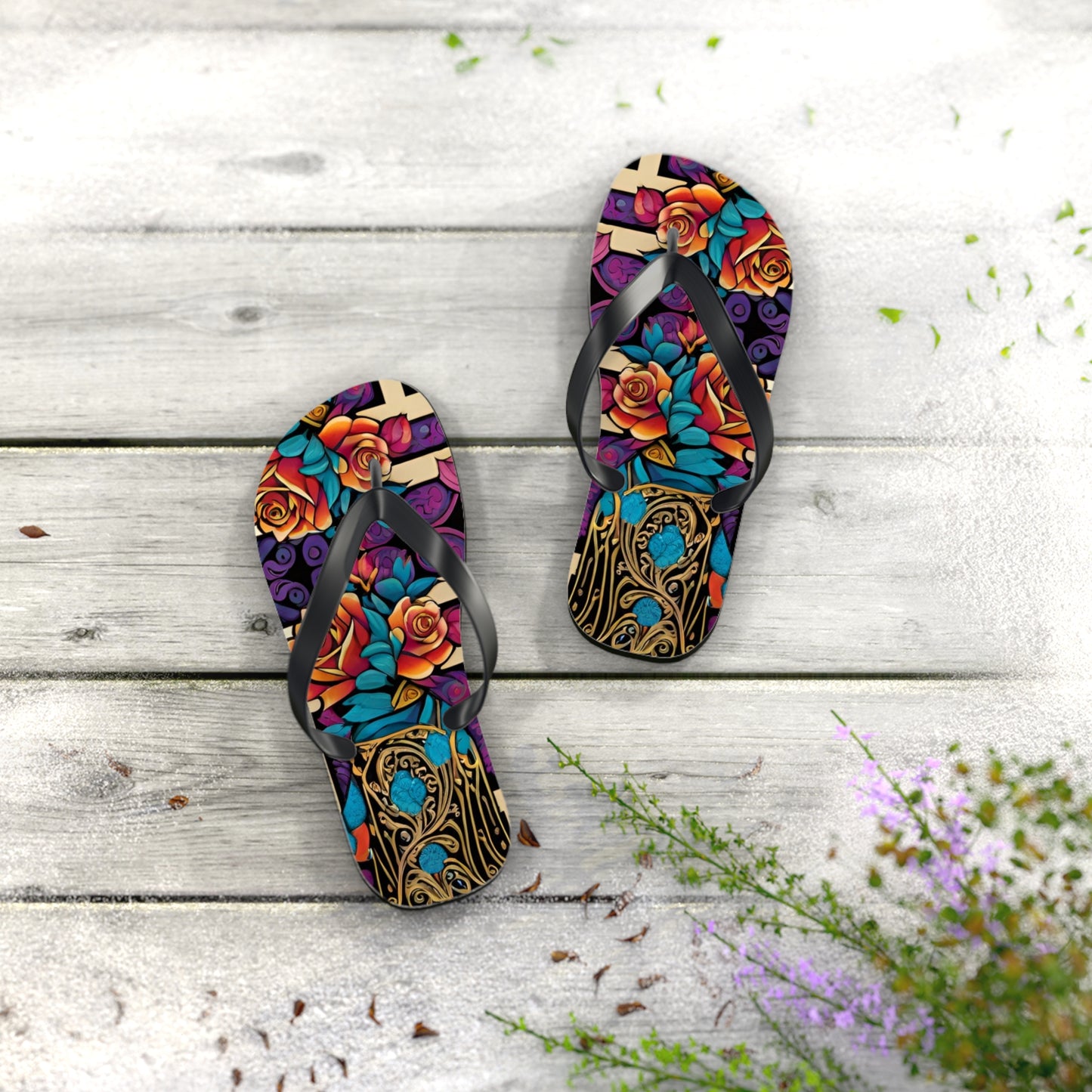 Rose Vine Flip Flops