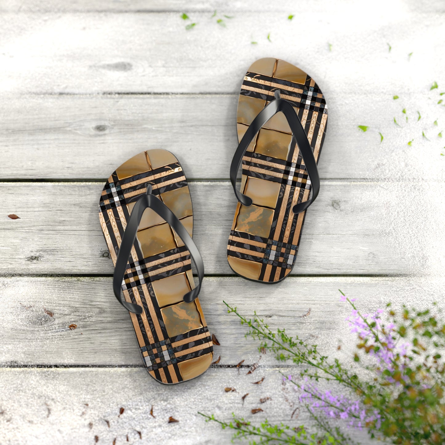 Tile with Stripes Flip Flops