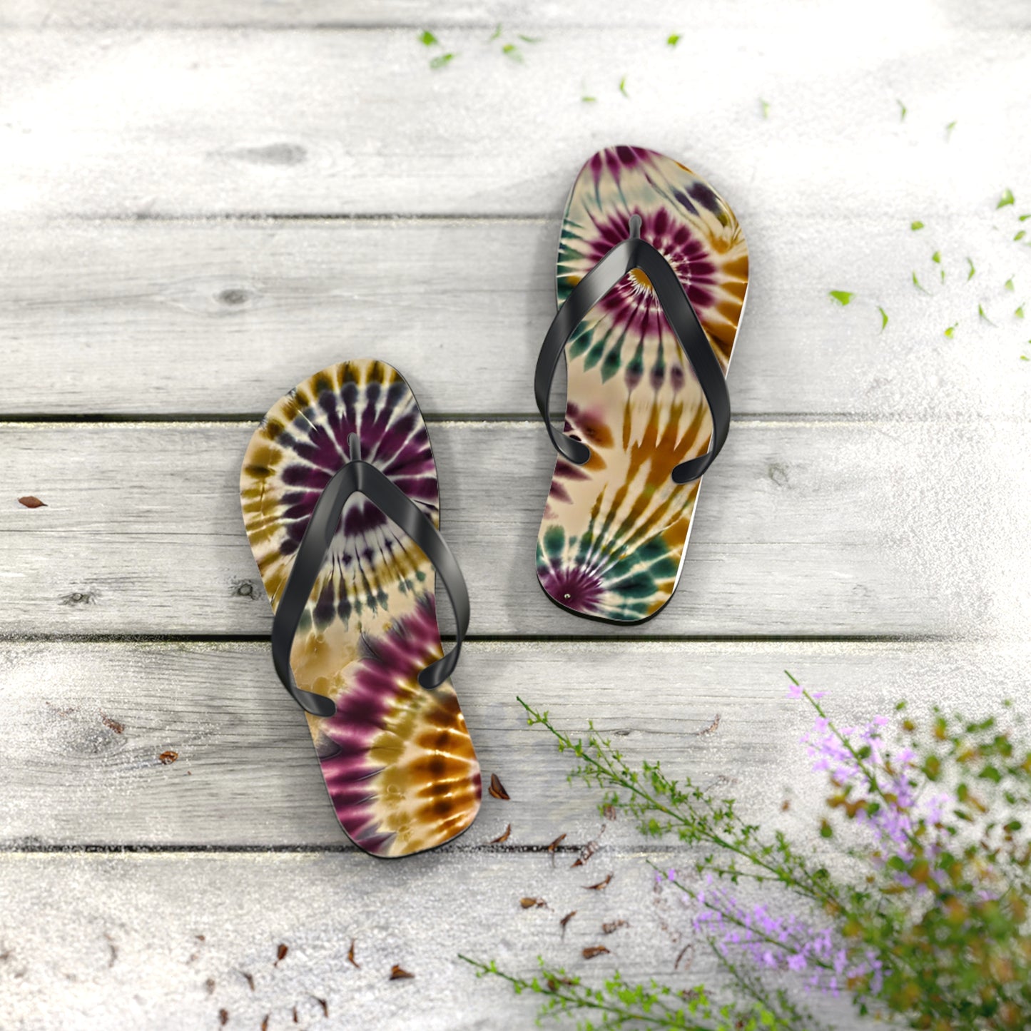Earth Tie-Dye Flip Flops