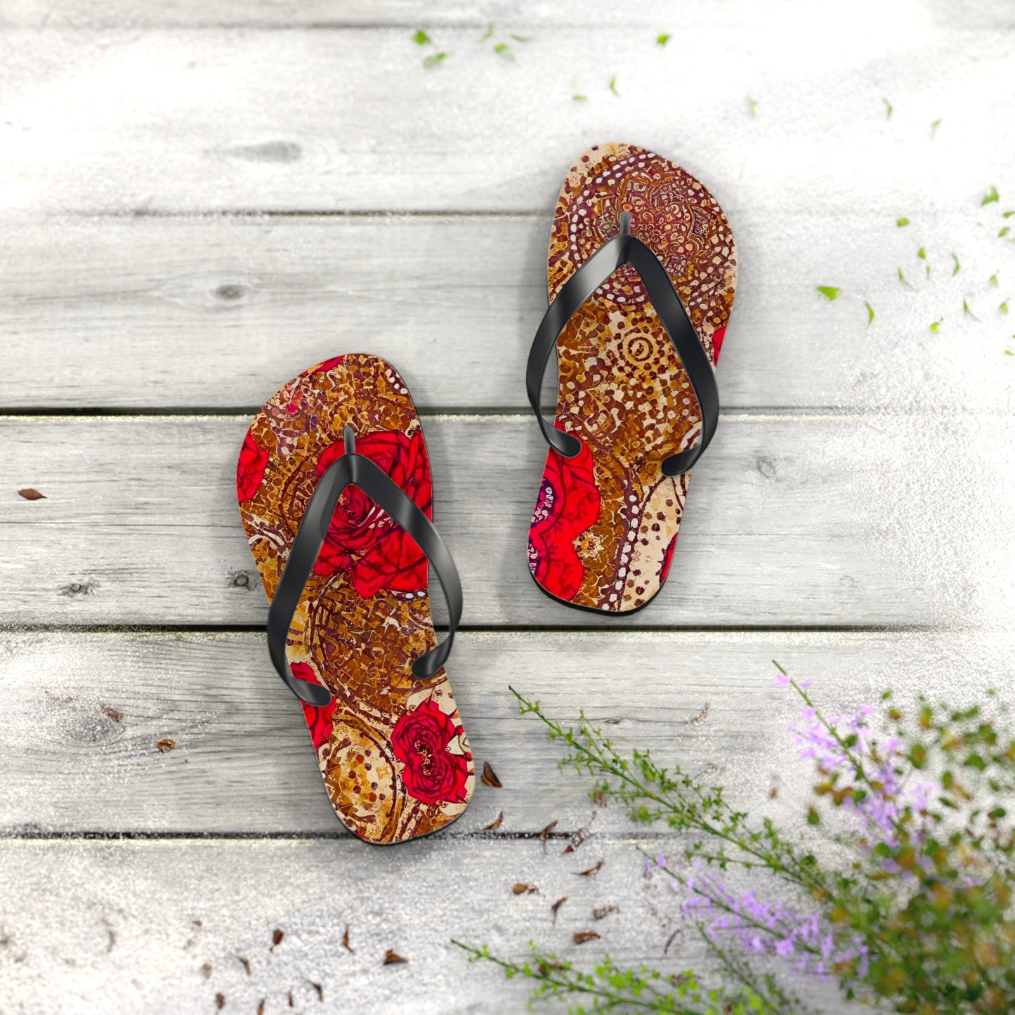 Rustic Rose Flip Flops