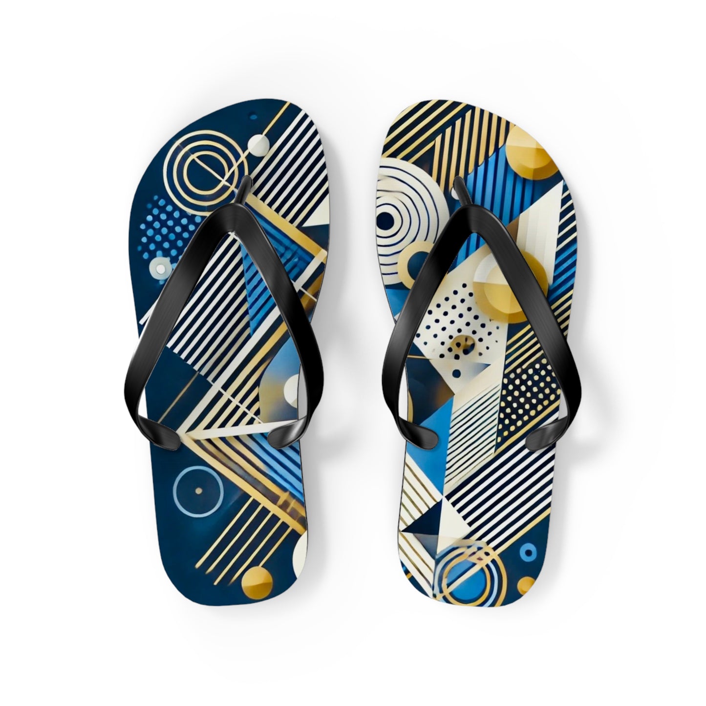 Geo Blue Flip Flops