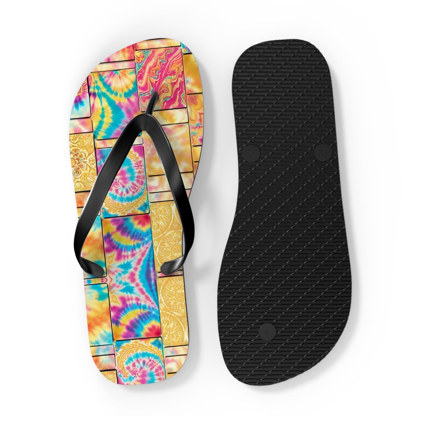 Tie Dye Gold Flip Flops