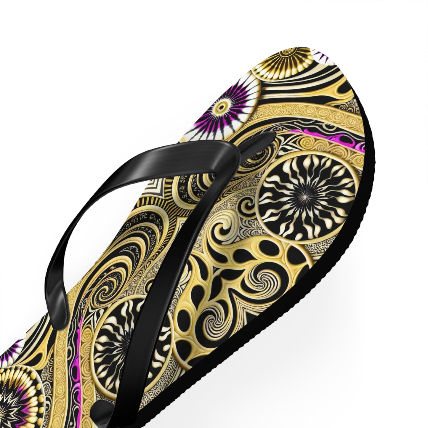 Golden Swirl Flip Flops