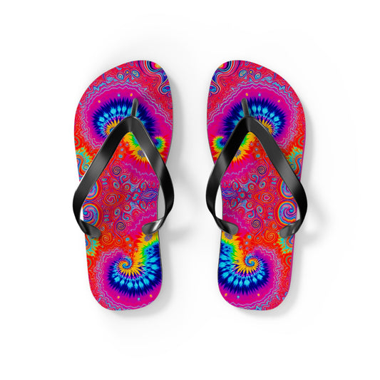 Electric Rainbow Flip Flops