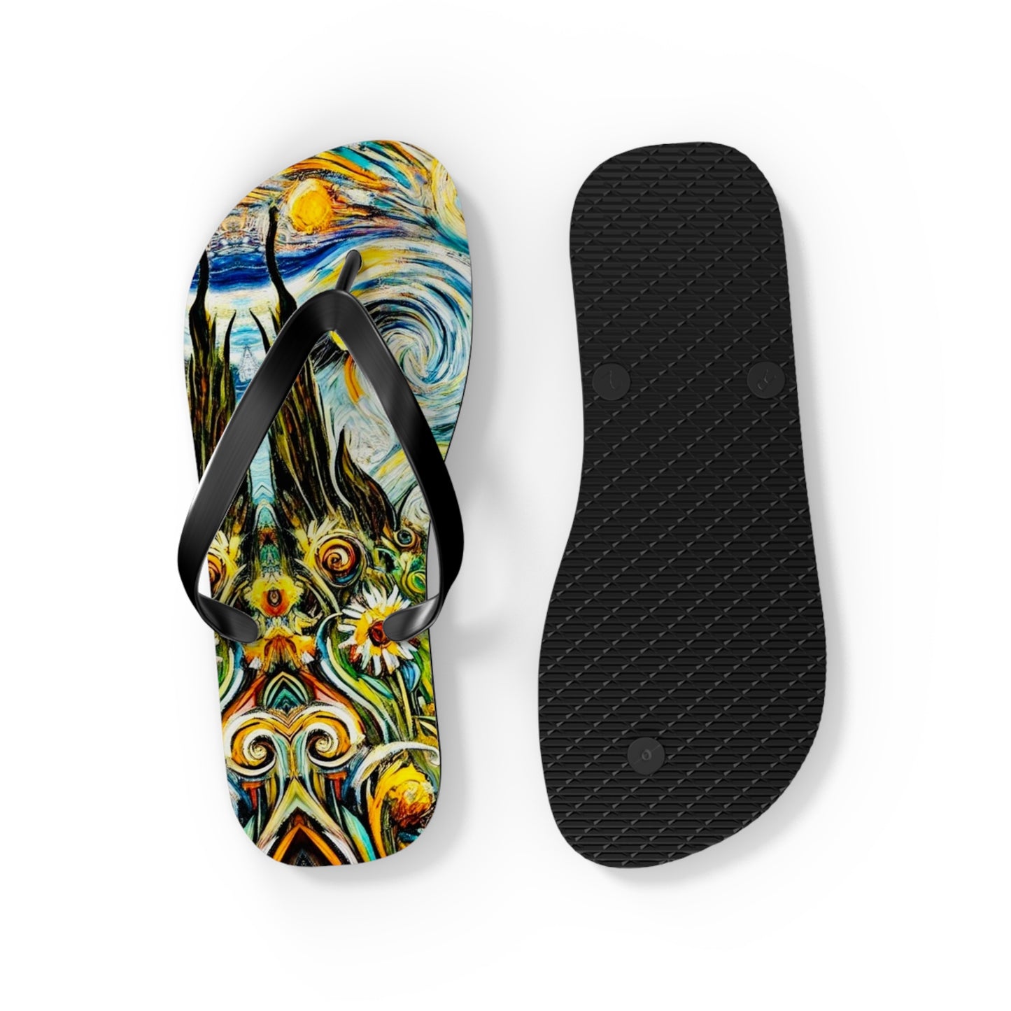 Gogh Sunflowers Flip Flops