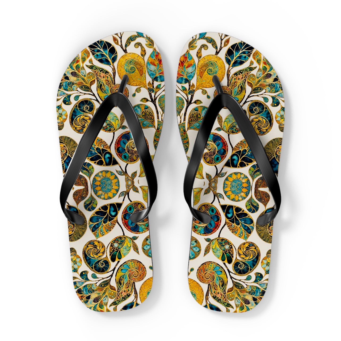 Eclectic Leaf Flip Flops