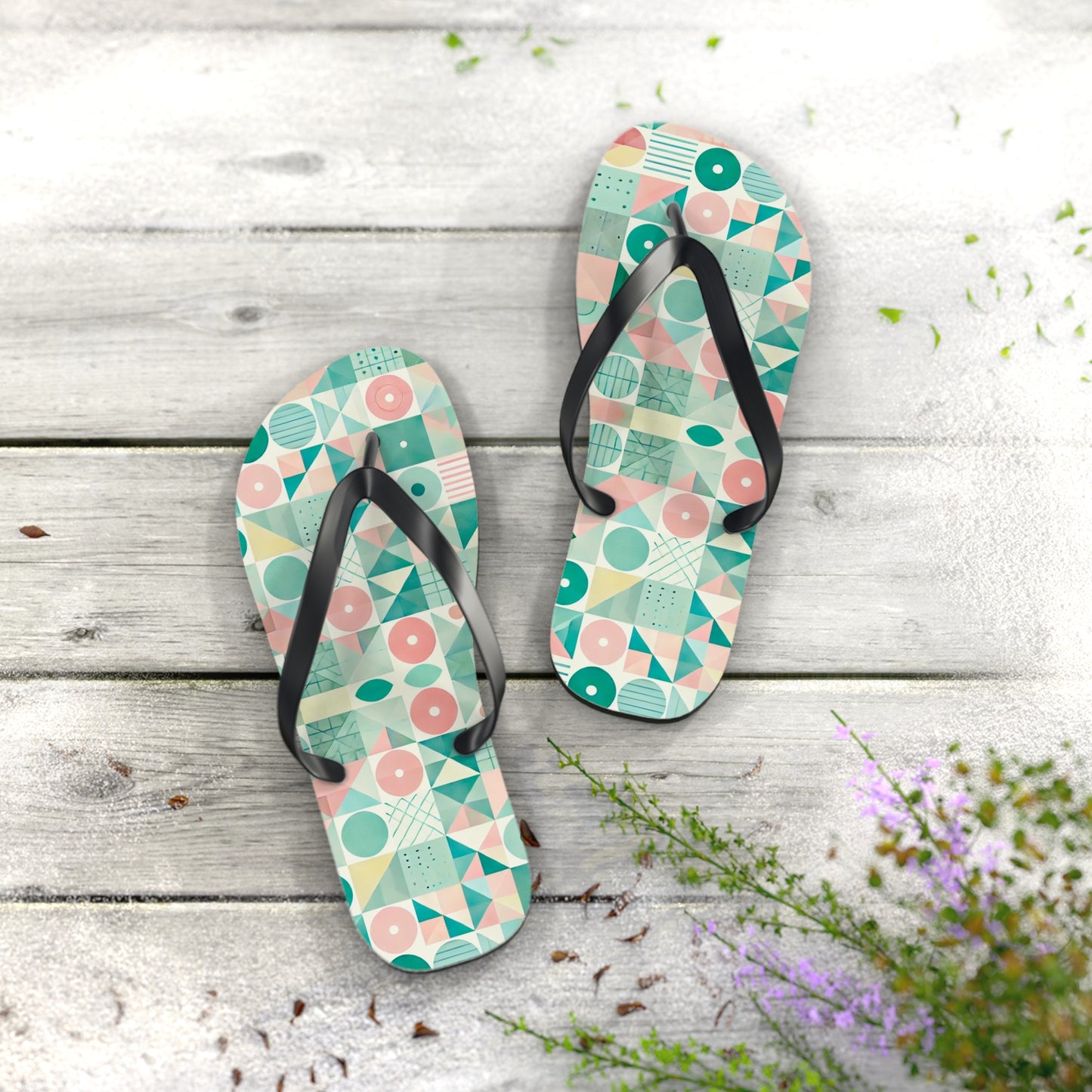 Pastel Geo Flip Flops