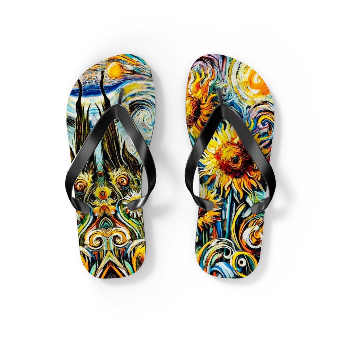 Gogh Sunflowers Flip Flops