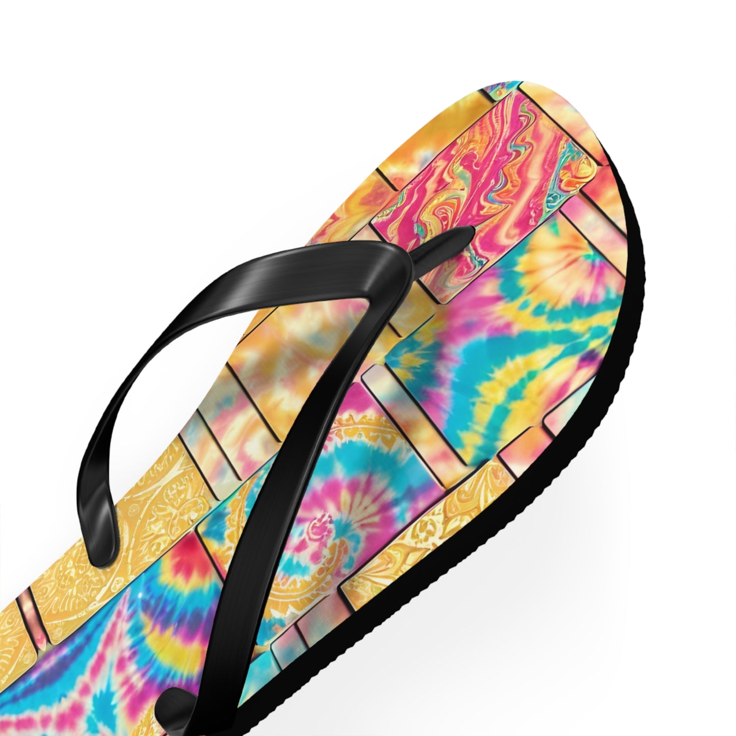 Tie Dye Gold Flip Flops