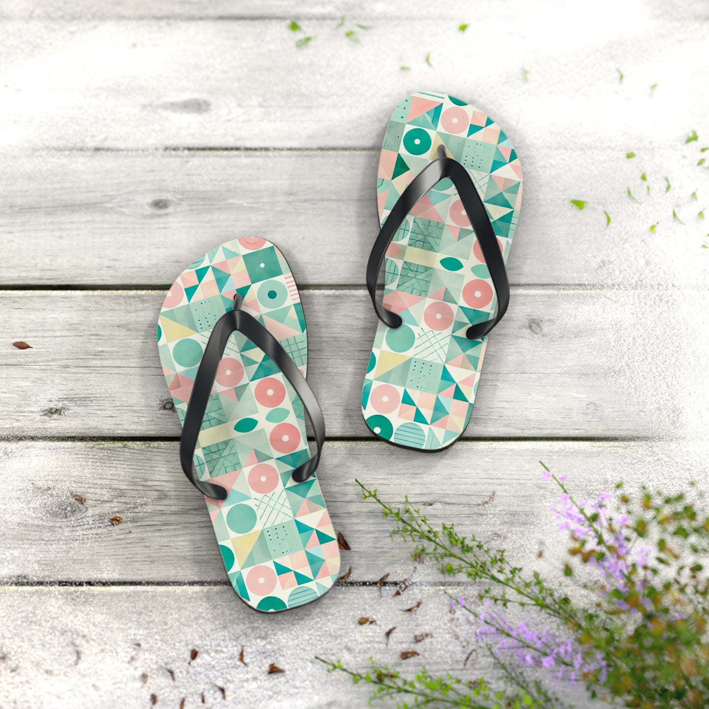 Pastel Geo Flip Flops