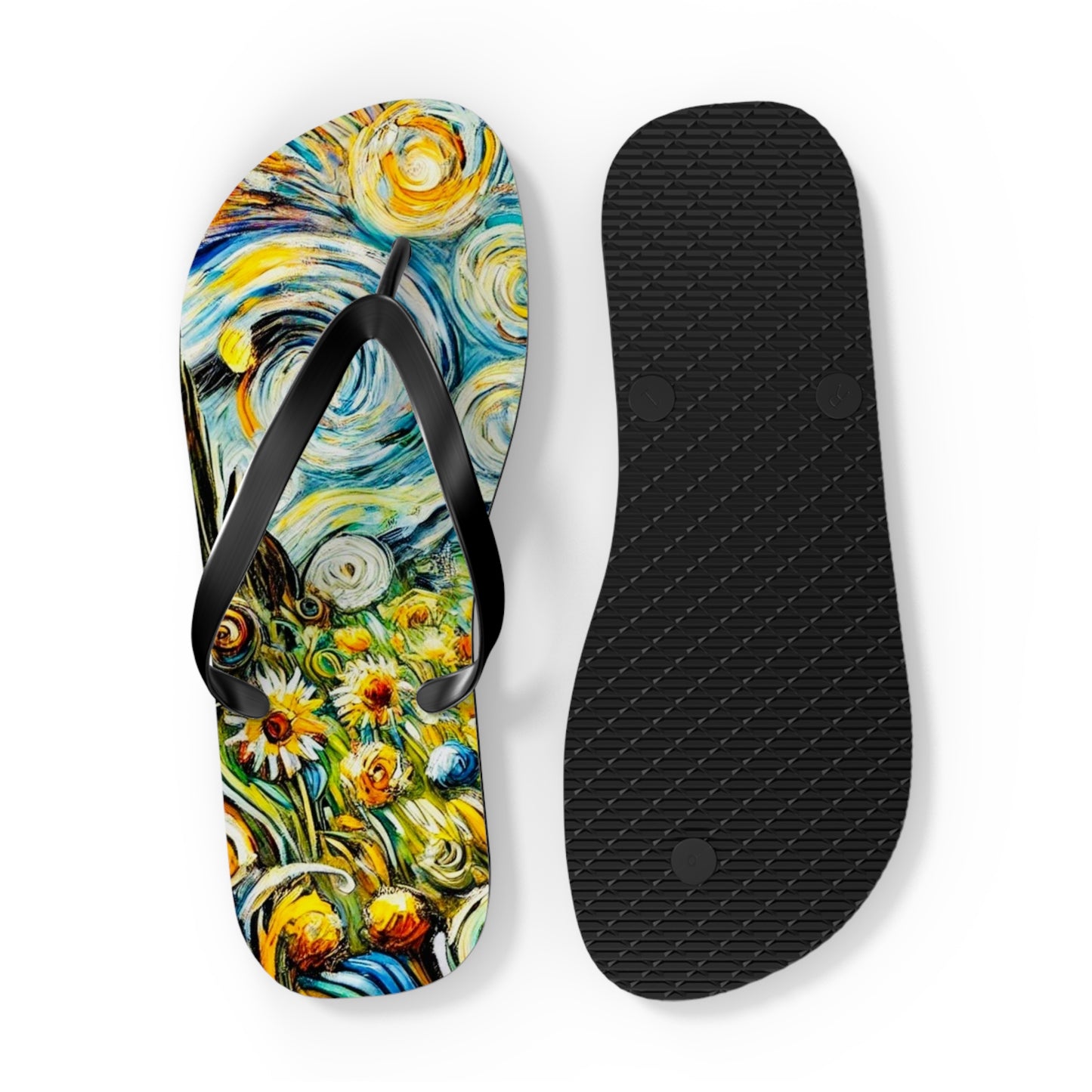 Gogh Sunflowers Flip Flops