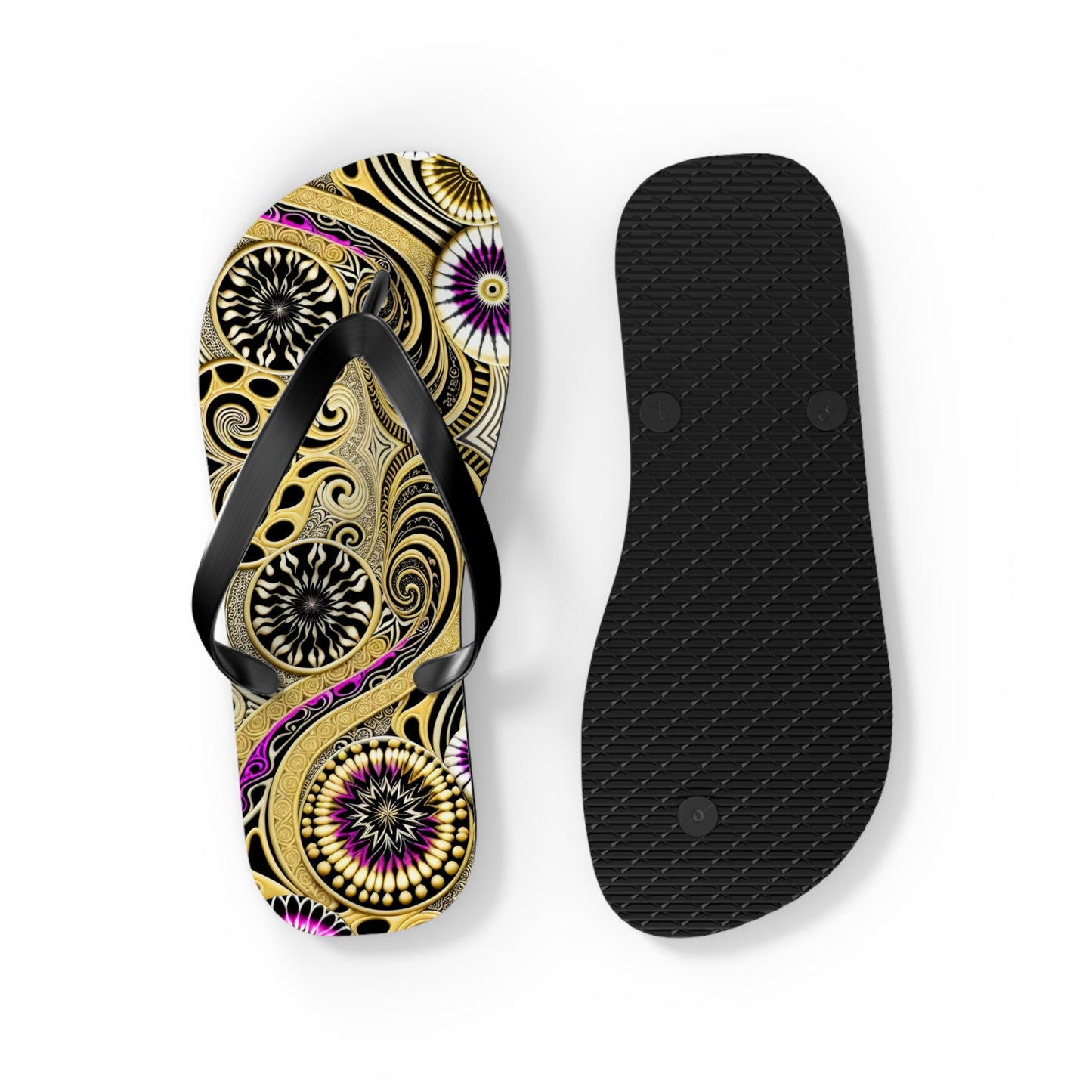 Golden Swirl Flip Flops