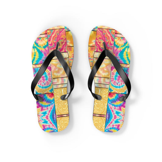 Tie Dye Gold Flip Flops