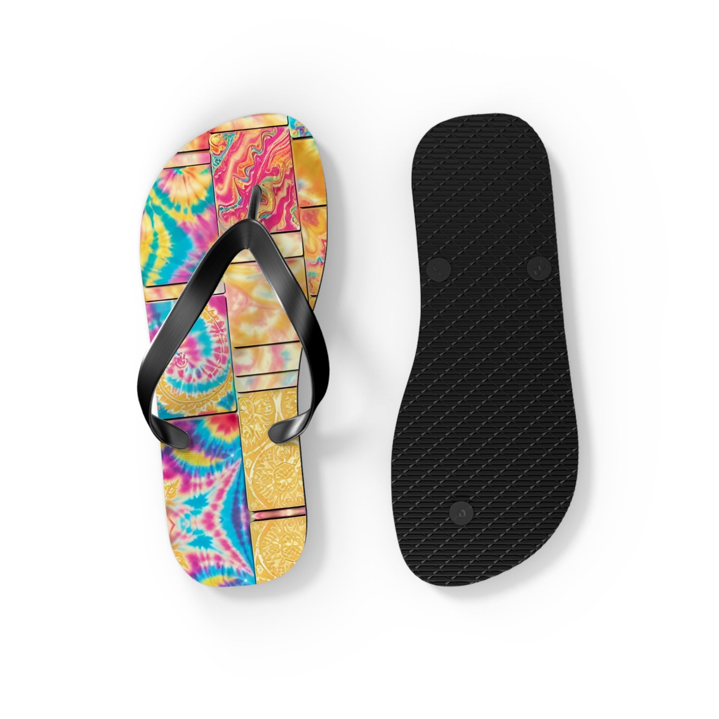 Tie Dye Gold Flip Flops