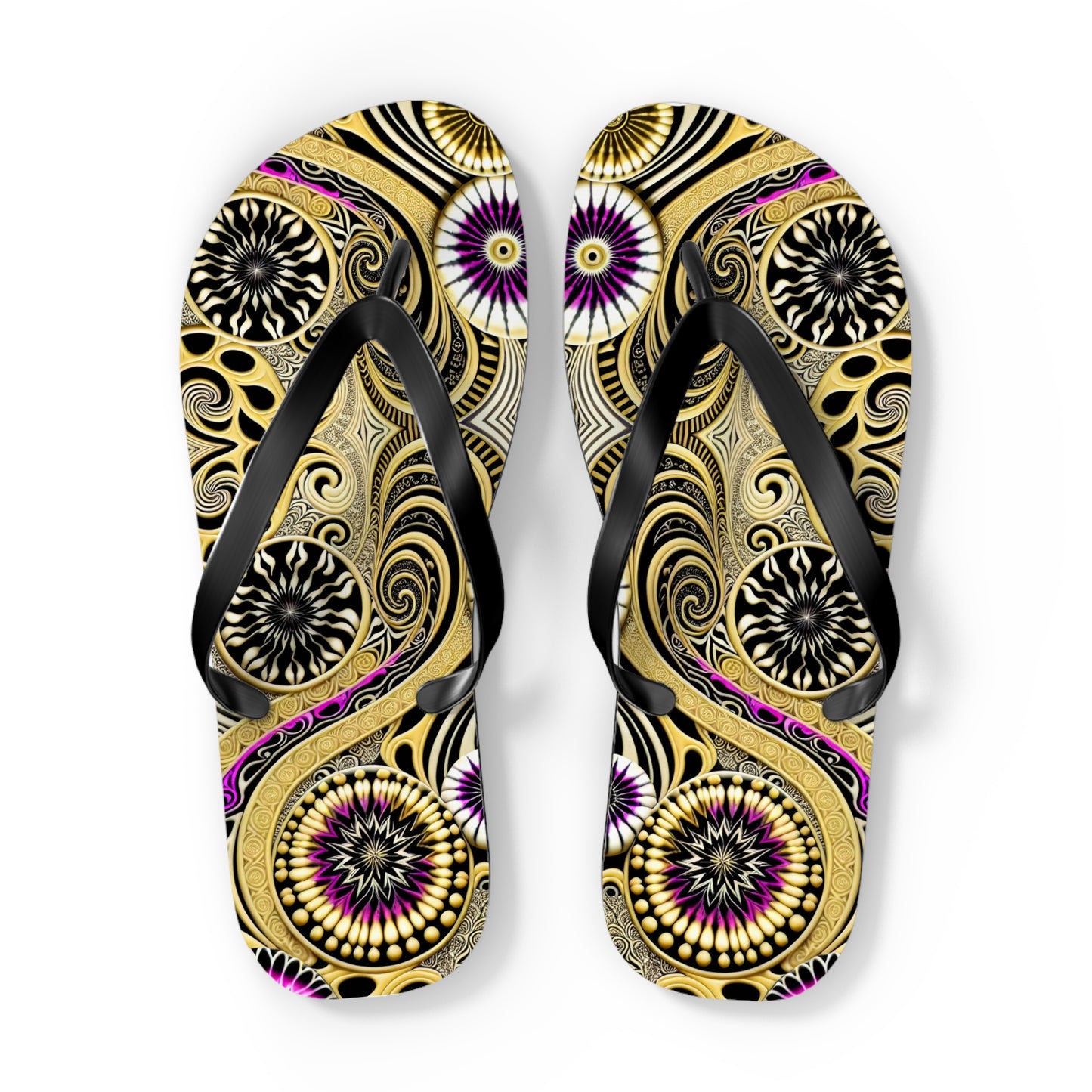 Golden Swirl Flip Flops