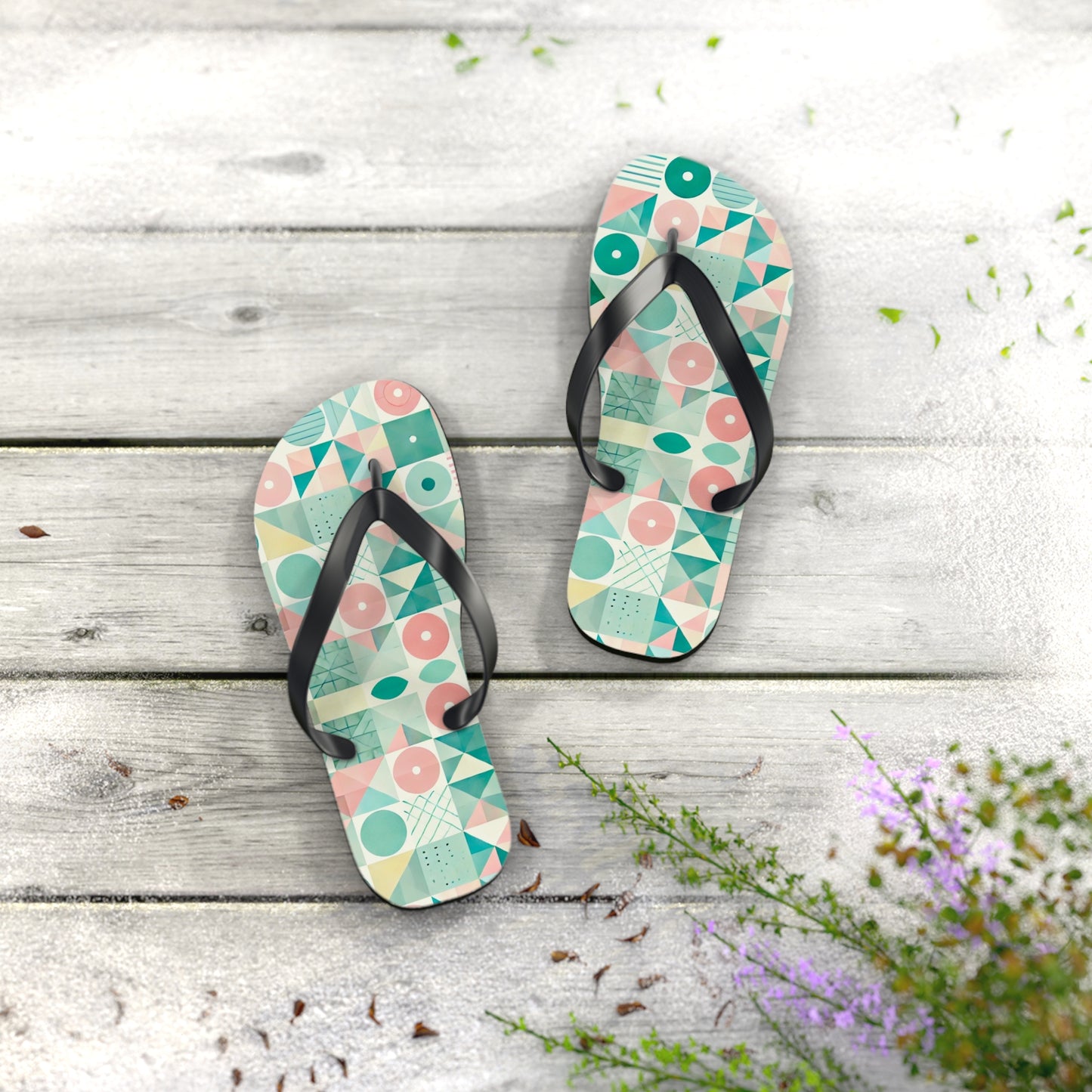 Pastel Geo Flip Flops