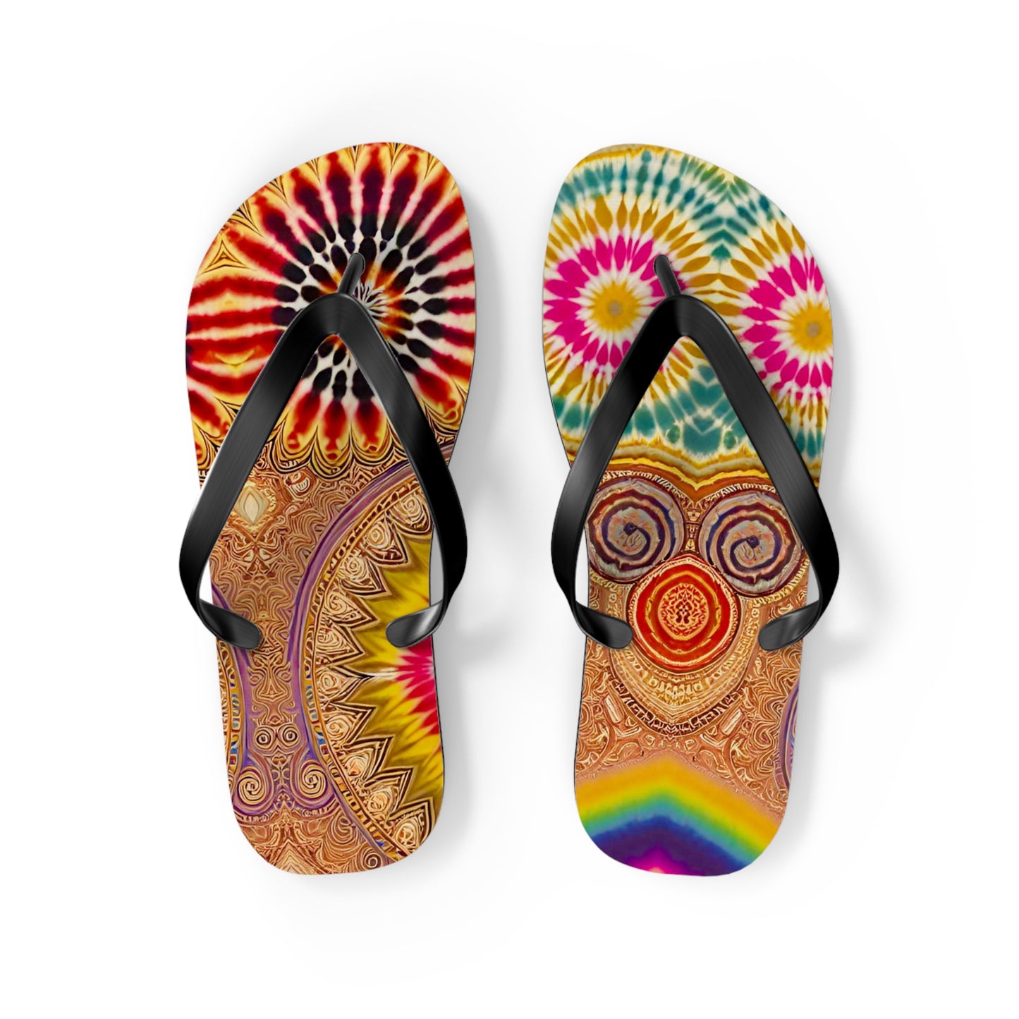 Tie Dye Art Flip Flops