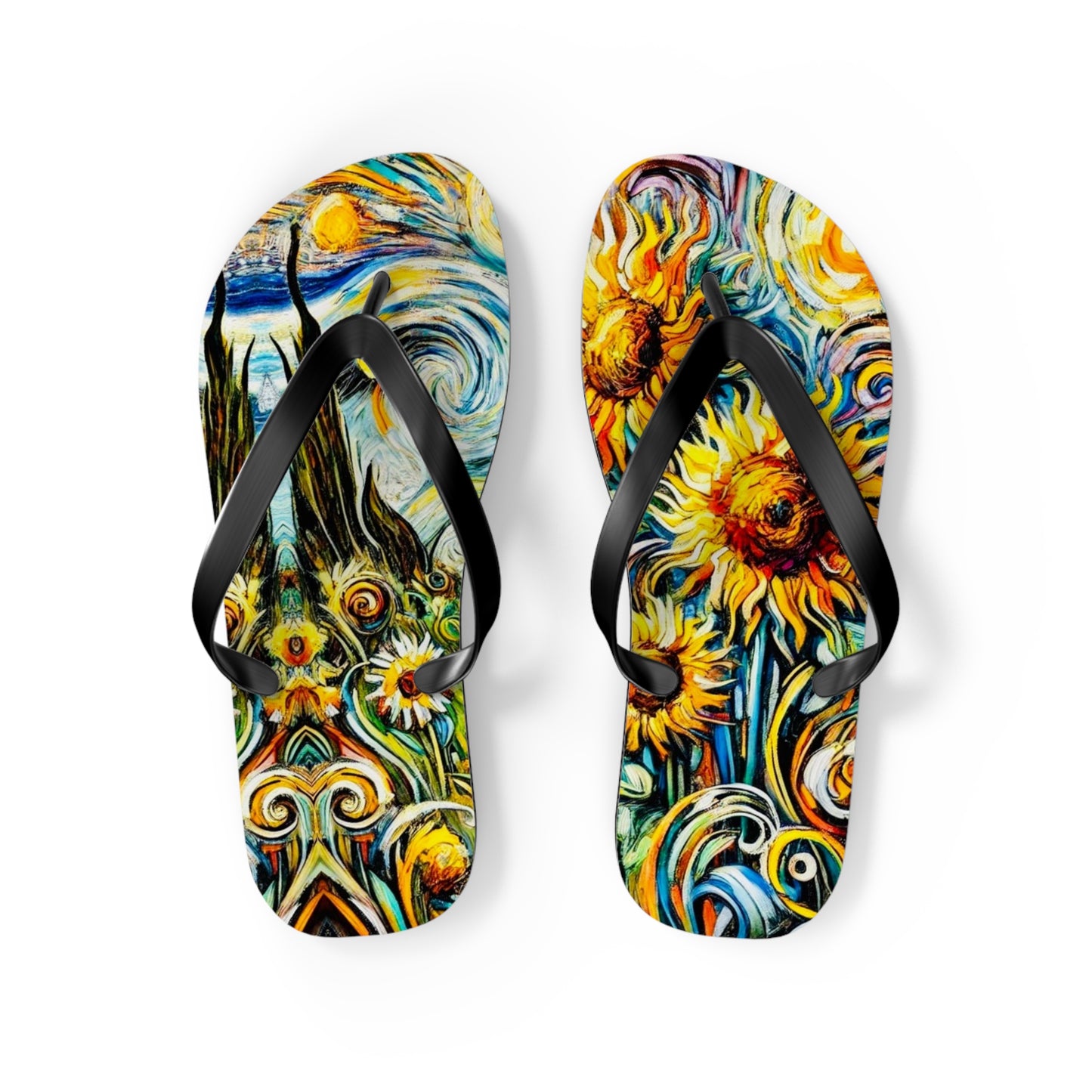 Gogh Sunflowers Flip Flops