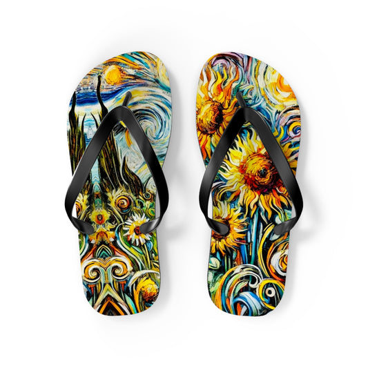 Gogh Sunflowers Flip Flops