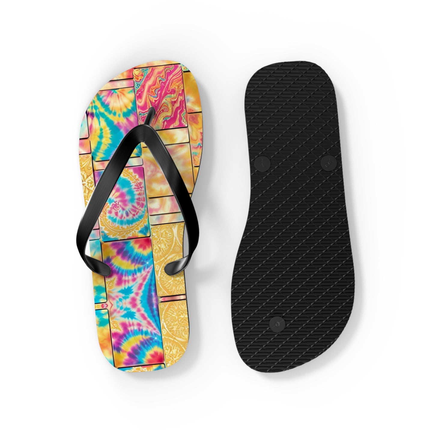 Tie Dye Gold Flip Flops