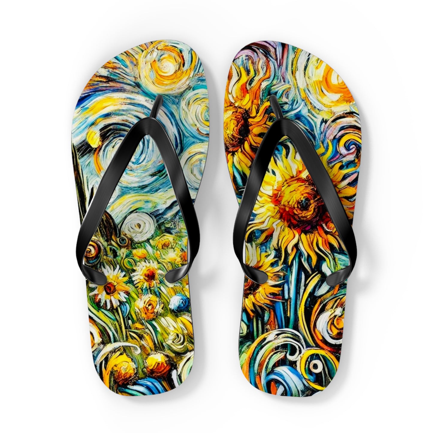 Gogh Sunflowers Flip Flops