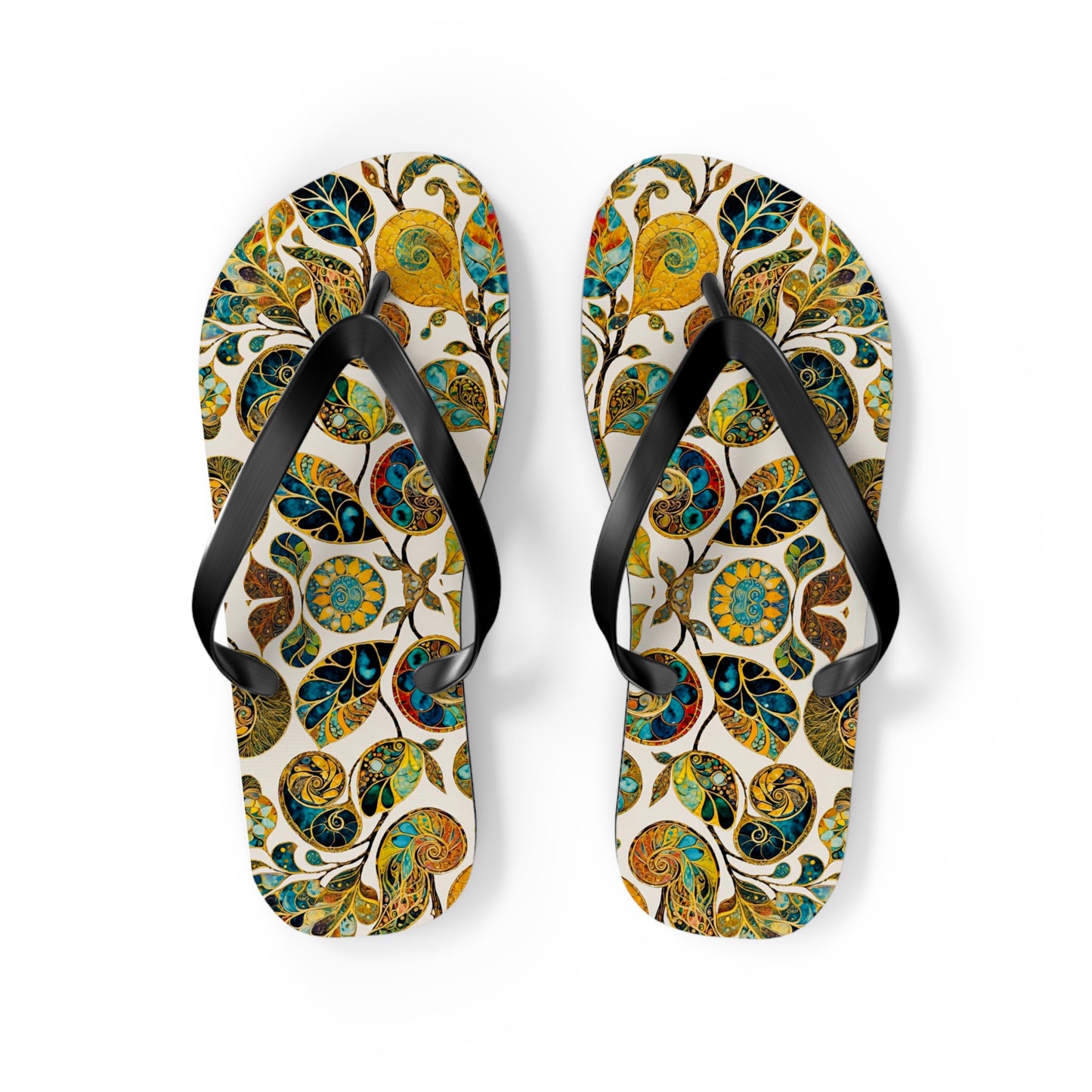 Eclectic Leaf Flip Flops