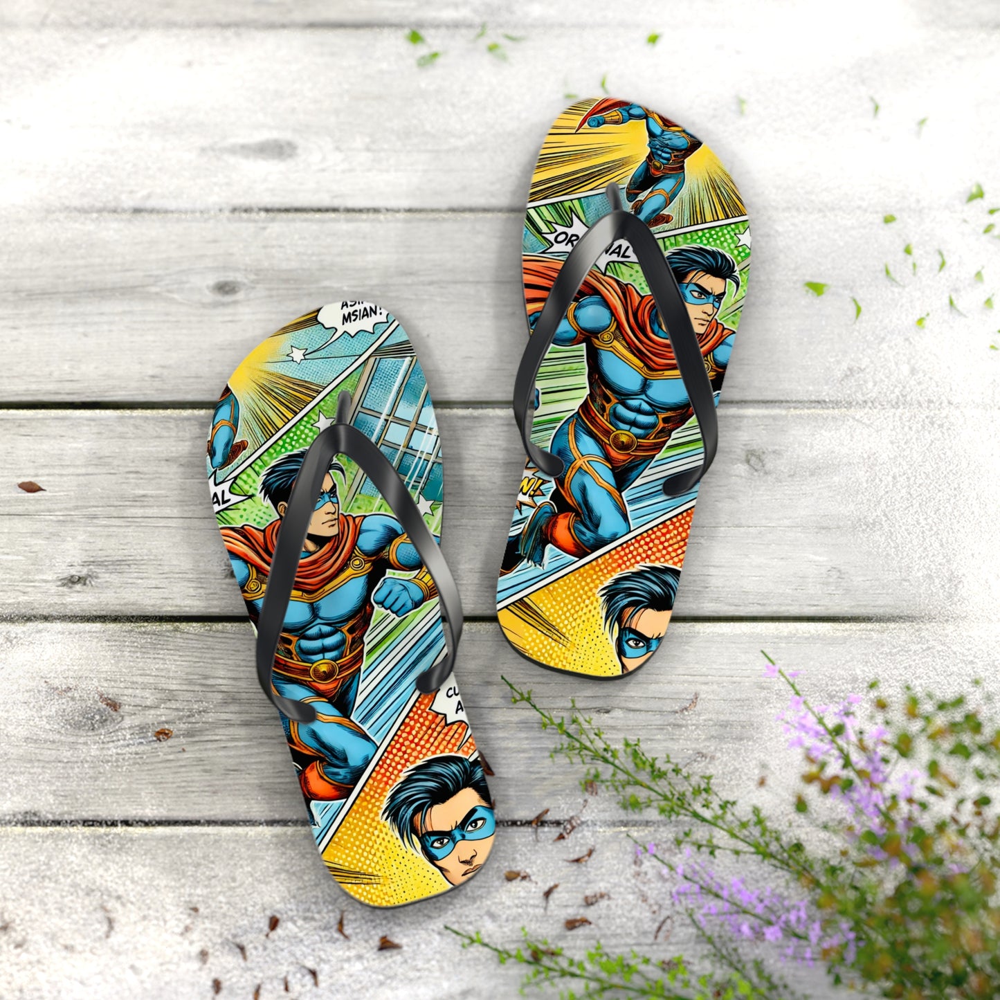 Azure Dragon Comic Picnic Flip Flops