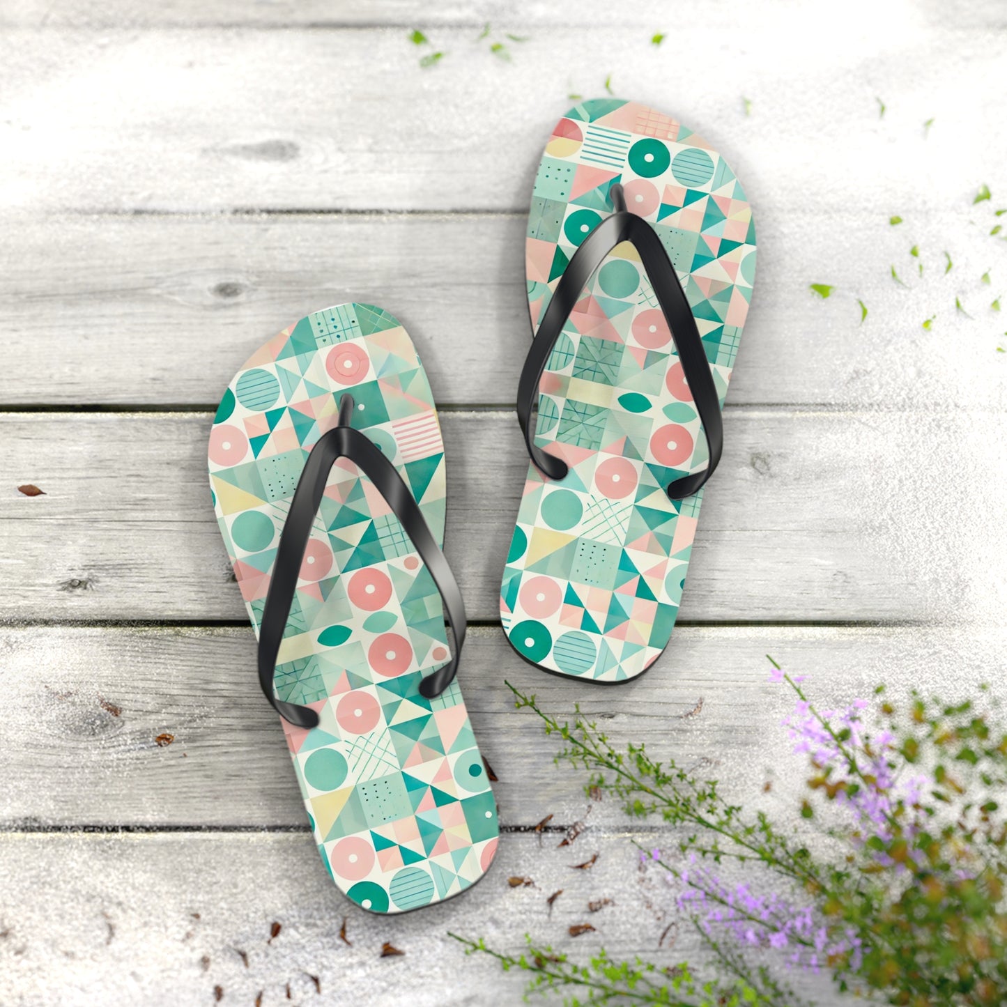 Pastel Geo Flip Flops