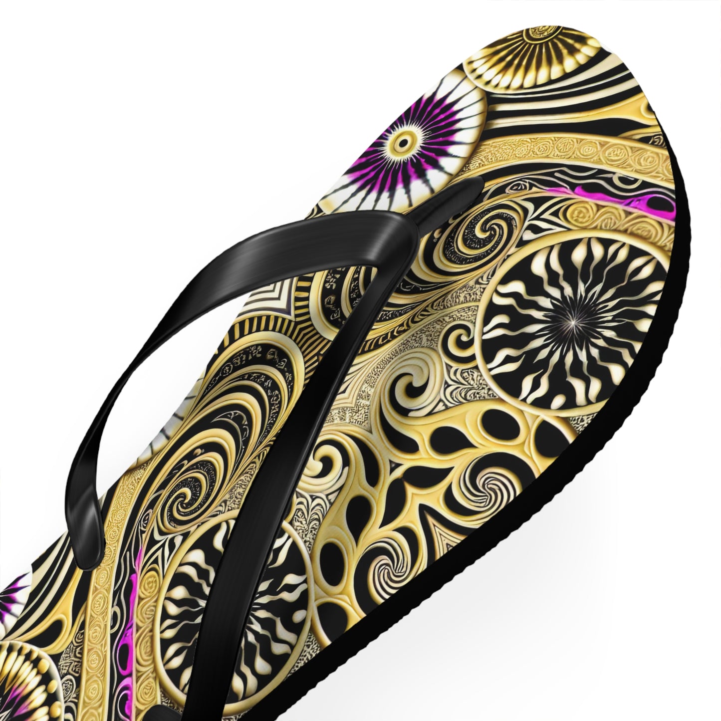 Golden Swirl Flip Flops