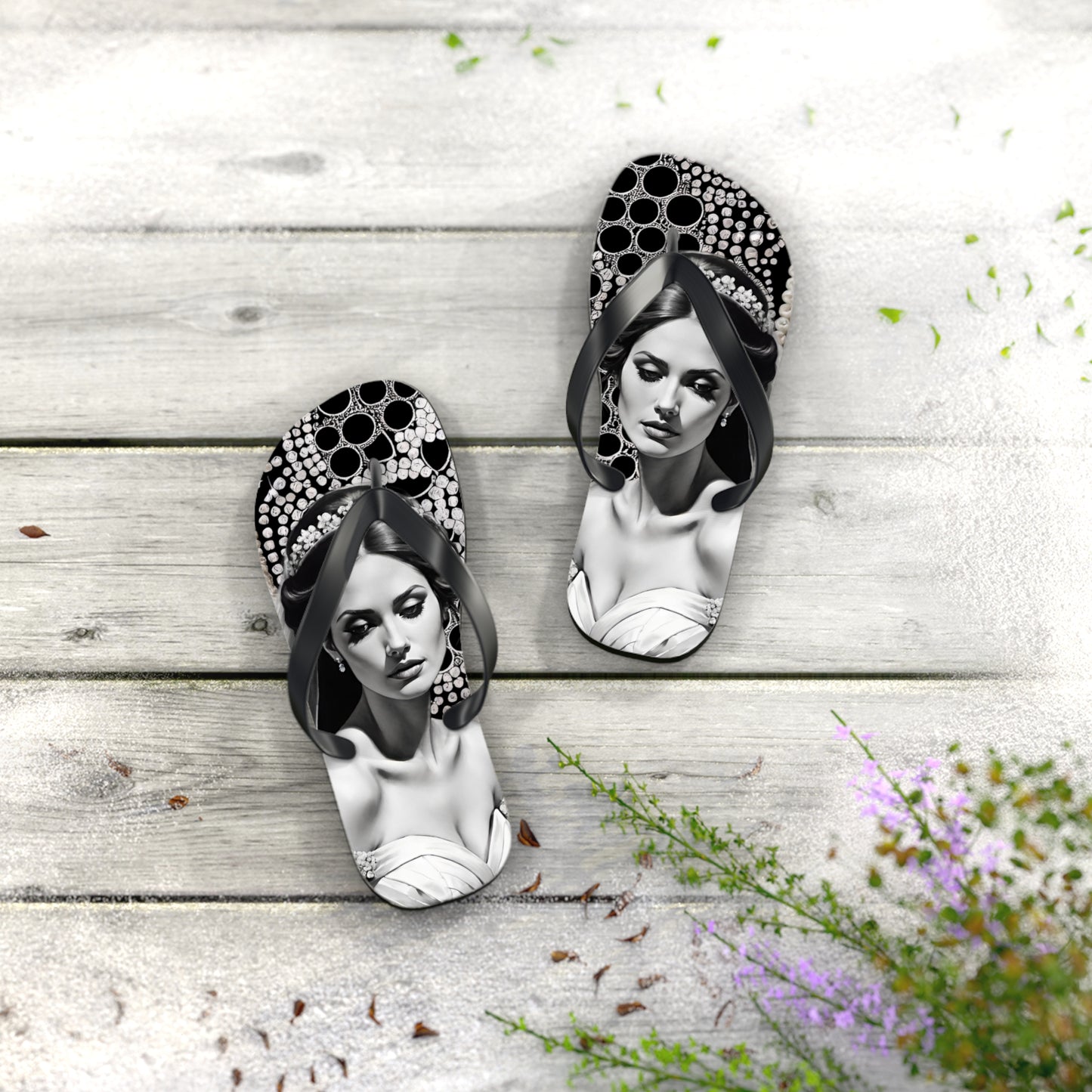 Bride Black Flip Flops