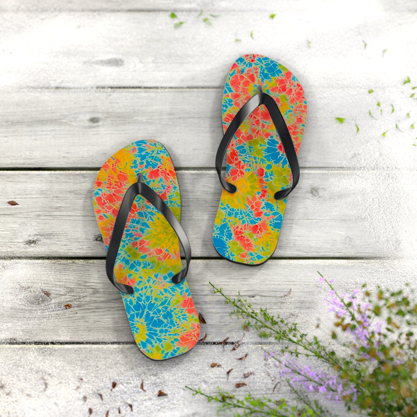 Tie Dye Glass Flip Flops