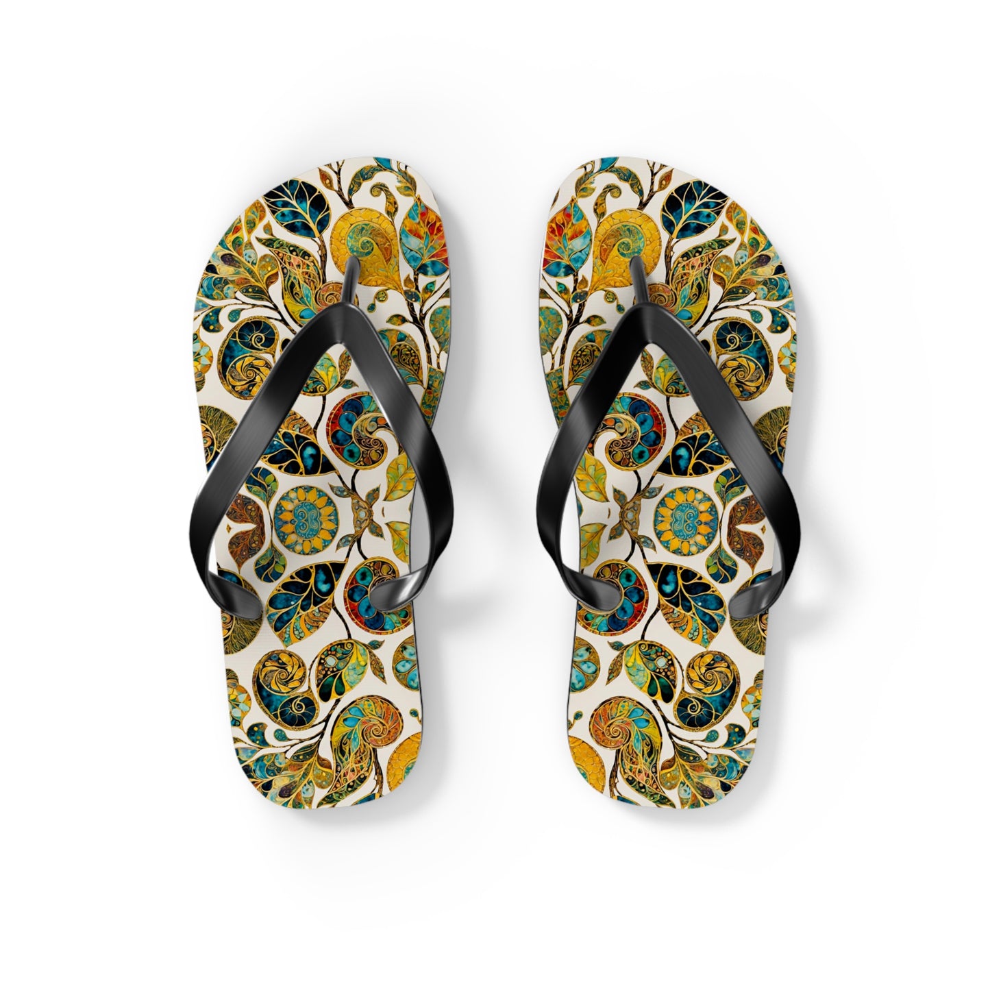 Eclectic Leaf Flip Flops