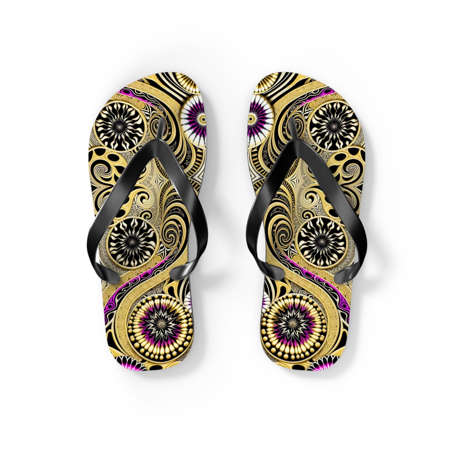 Golden Swirl Flip Flops