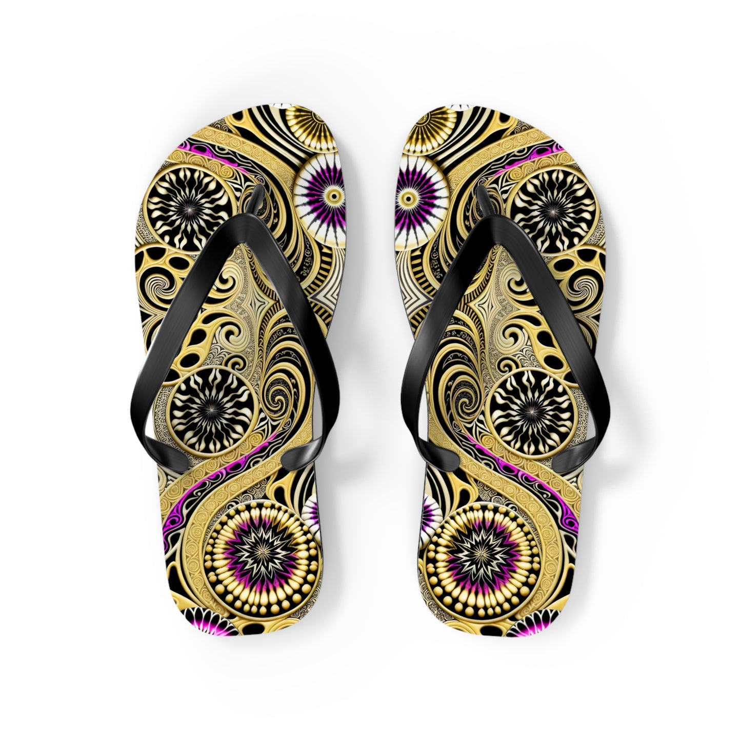 Golden Swirl Flip Flops