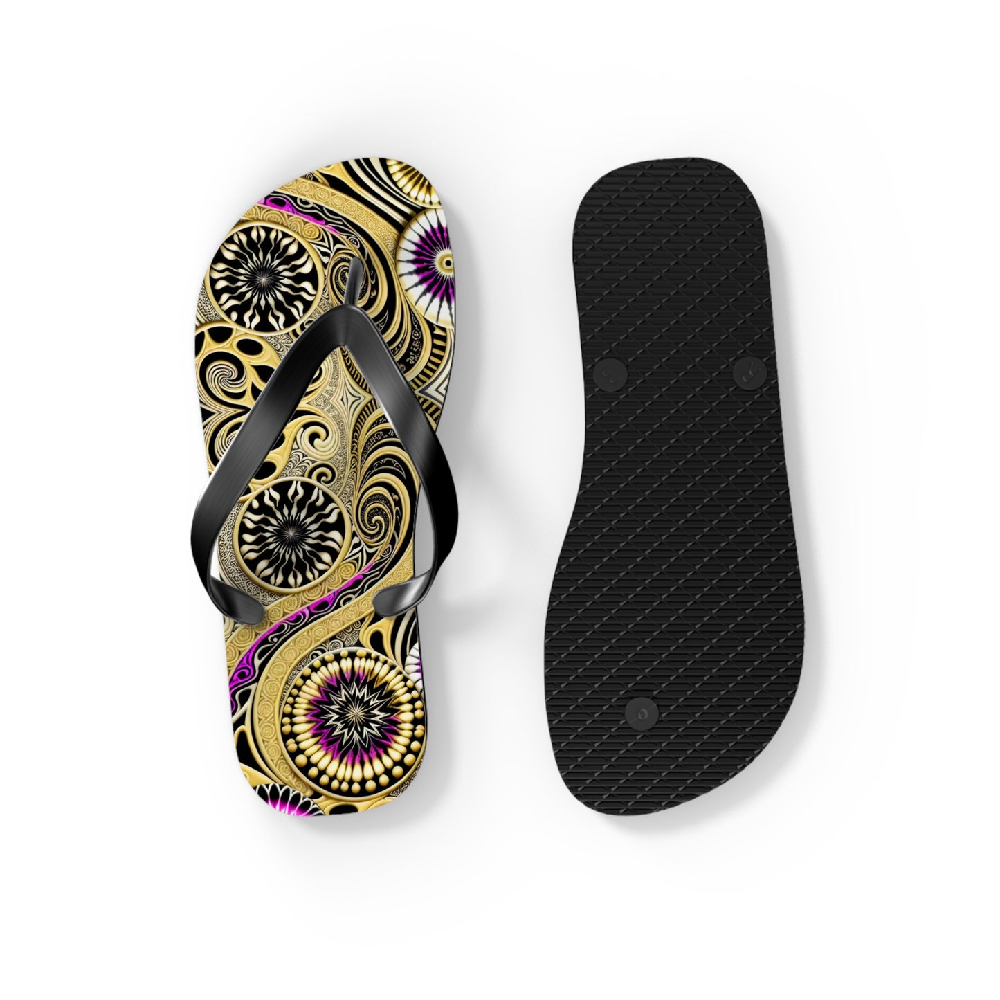 Golden Swirl Flip Flops