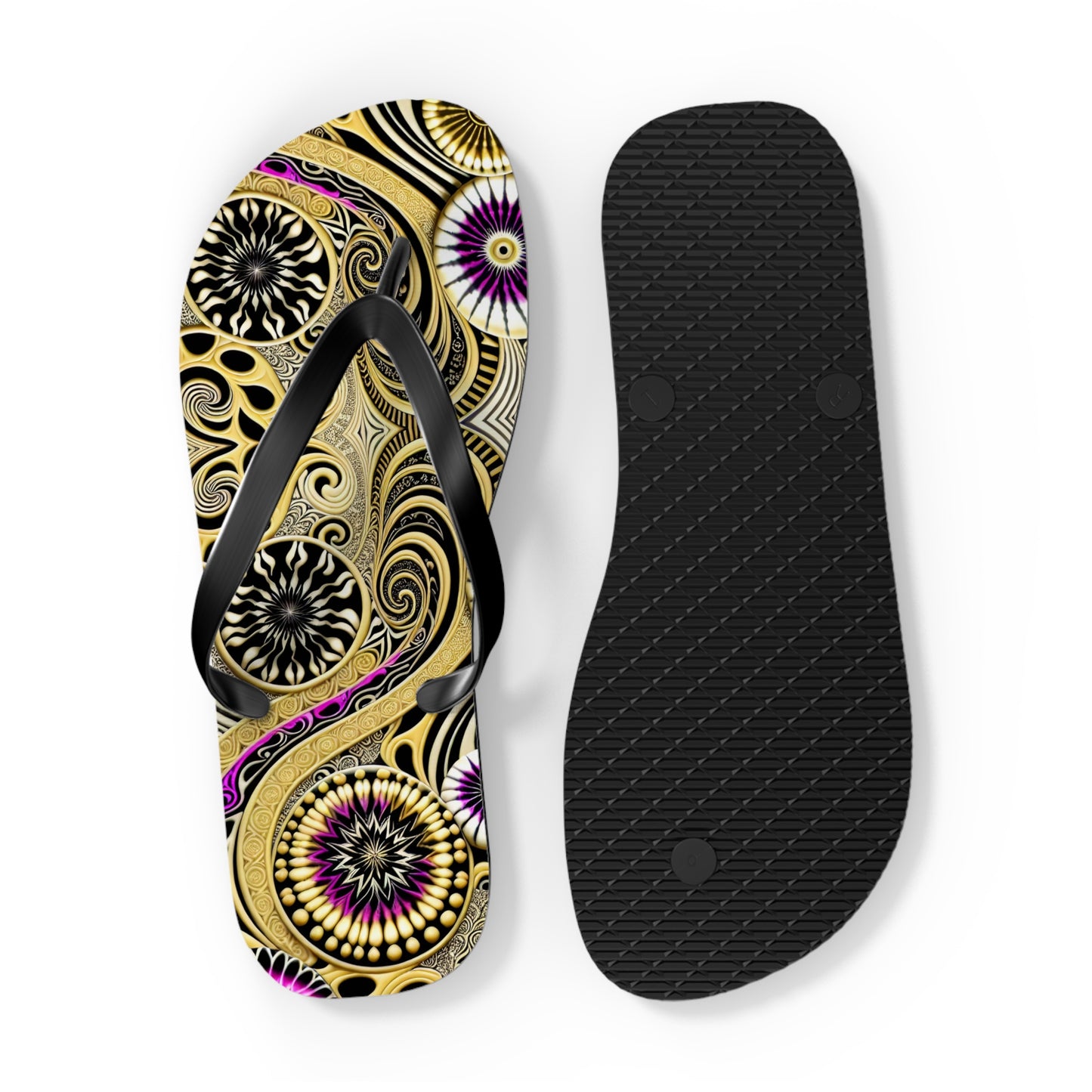 Golden Swirl Flip Flops