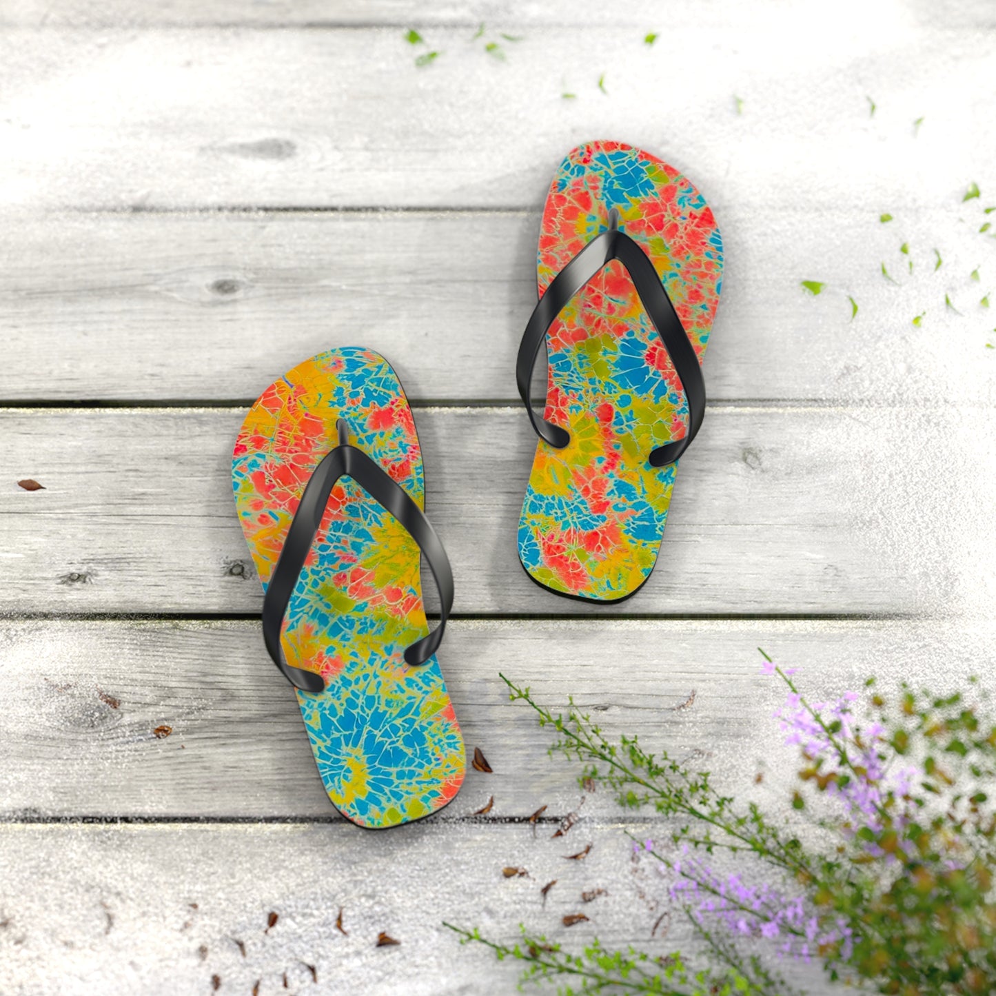 Tie Dye Glass Flip Flops