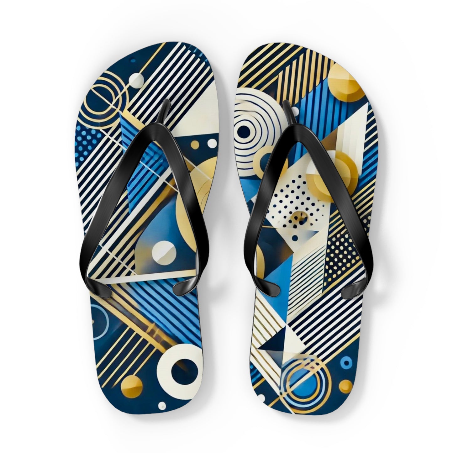 Geo Blue Flip Flops